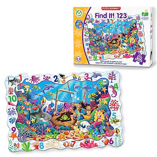 The Learning Journey Puzzle Doubles - Find It! 123 - STEM Preschool Toys & Gifts for Boys & Girls Ages 3 and Up, 24' H x 36' W x 0.08' D (695180) , Blue