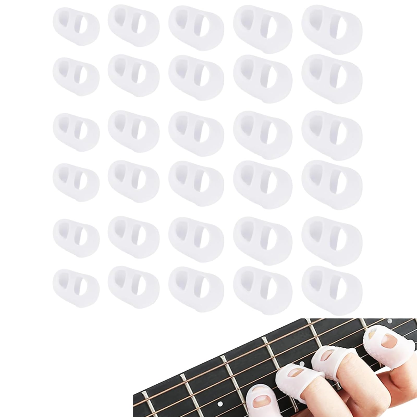 30 Pieces Clear Silicone Finger Protectors for Acoustic Guitar, Ukulele and Stringed Instruments-image-49