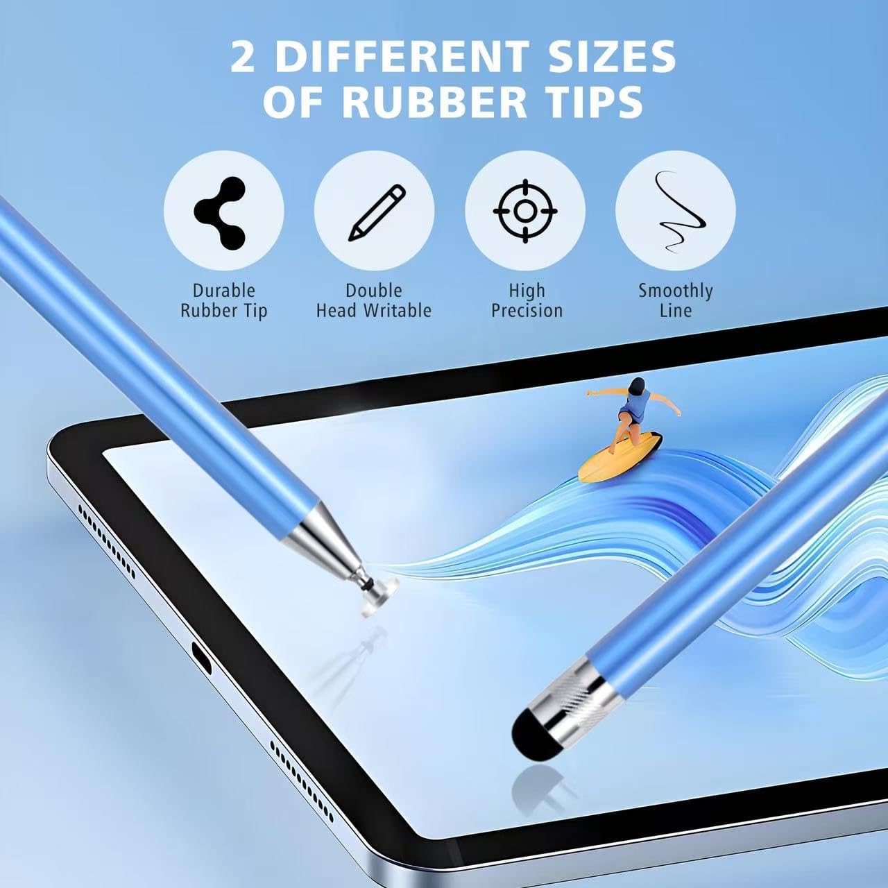 Pennino capacitivo 2 in 1 per touch screen, compatibile con telefono/tablet/tutti i touch screen (6 x multicolore)