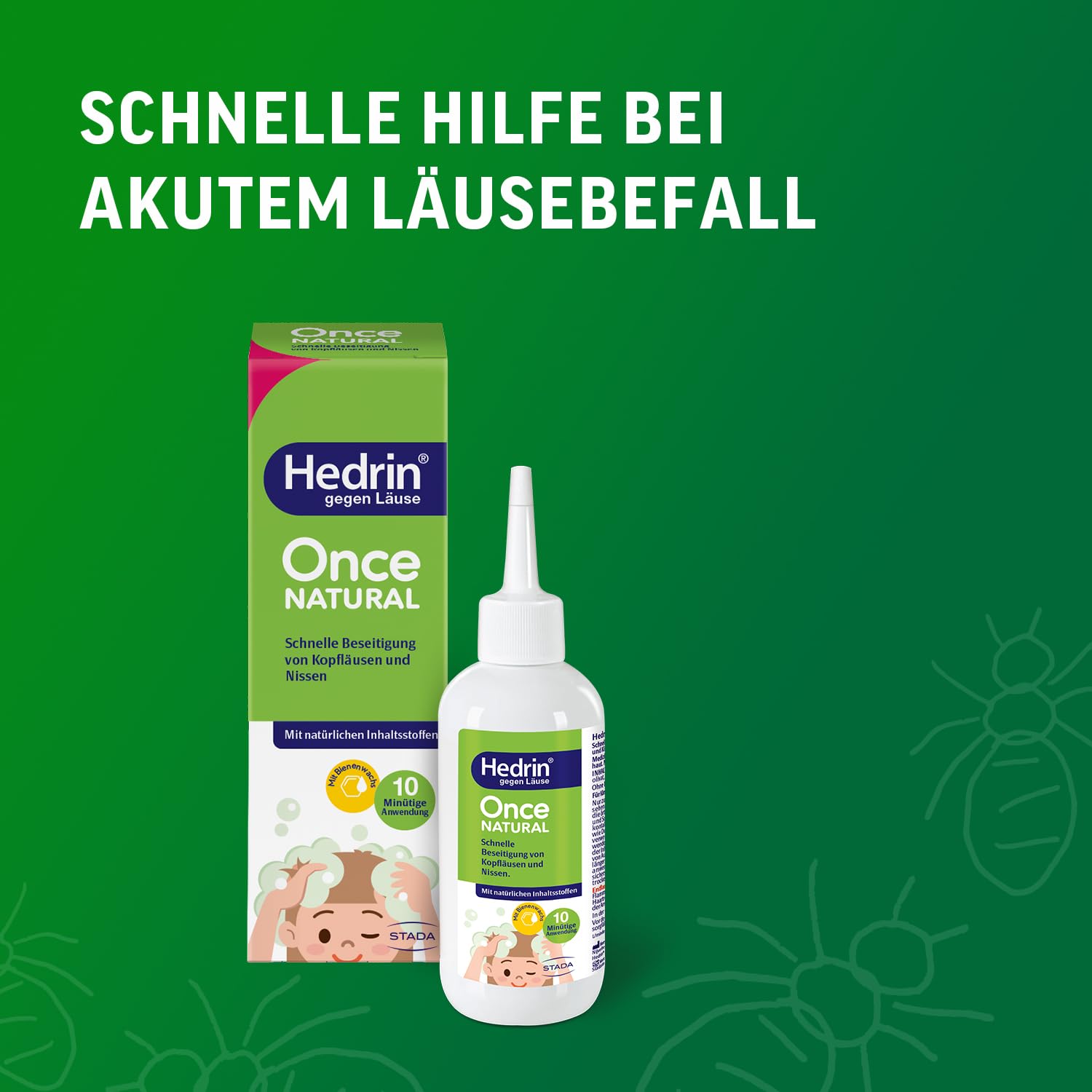 HEDRIN Once Natural, Läusemittel mit natürlichen Inhaltsstoffen zur schonenden Behandlung von Kopfläusen, ohne Pestizide, ohne Alkohol, ohne Duftstoffe und ohne Silikone – hypoallergen - 100ml Lotion