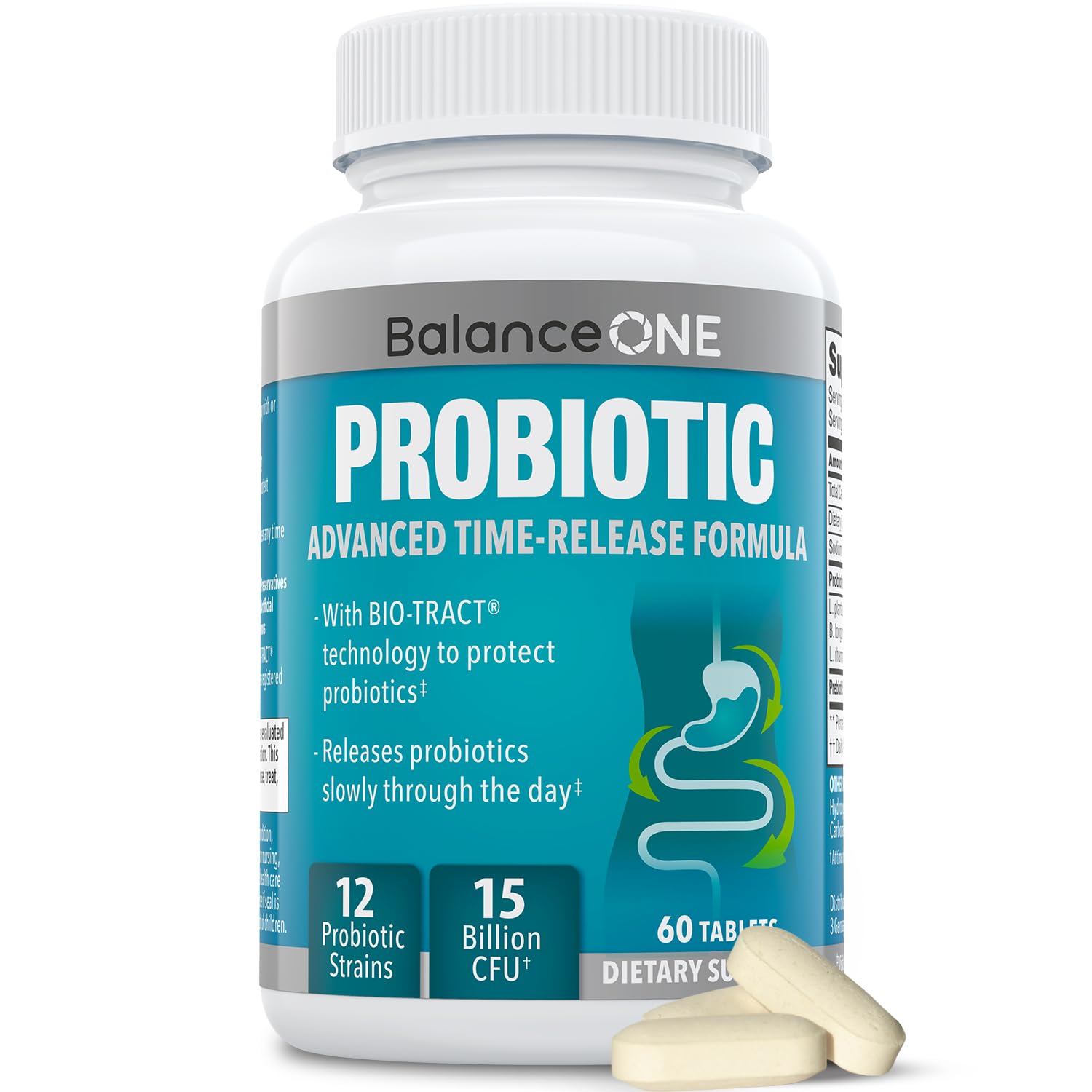 Balance ONE Probiotic for Women & Men, 15 Billion CFU, 12 Strains, 60 Count 60 Count (Pack of 1)