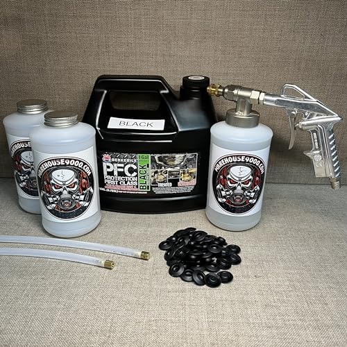 Gallon PFC Black, Pro Undercoating Spray Gun, 2 Wands, 3 White Quart Bottles, and 50 Rust Plugs