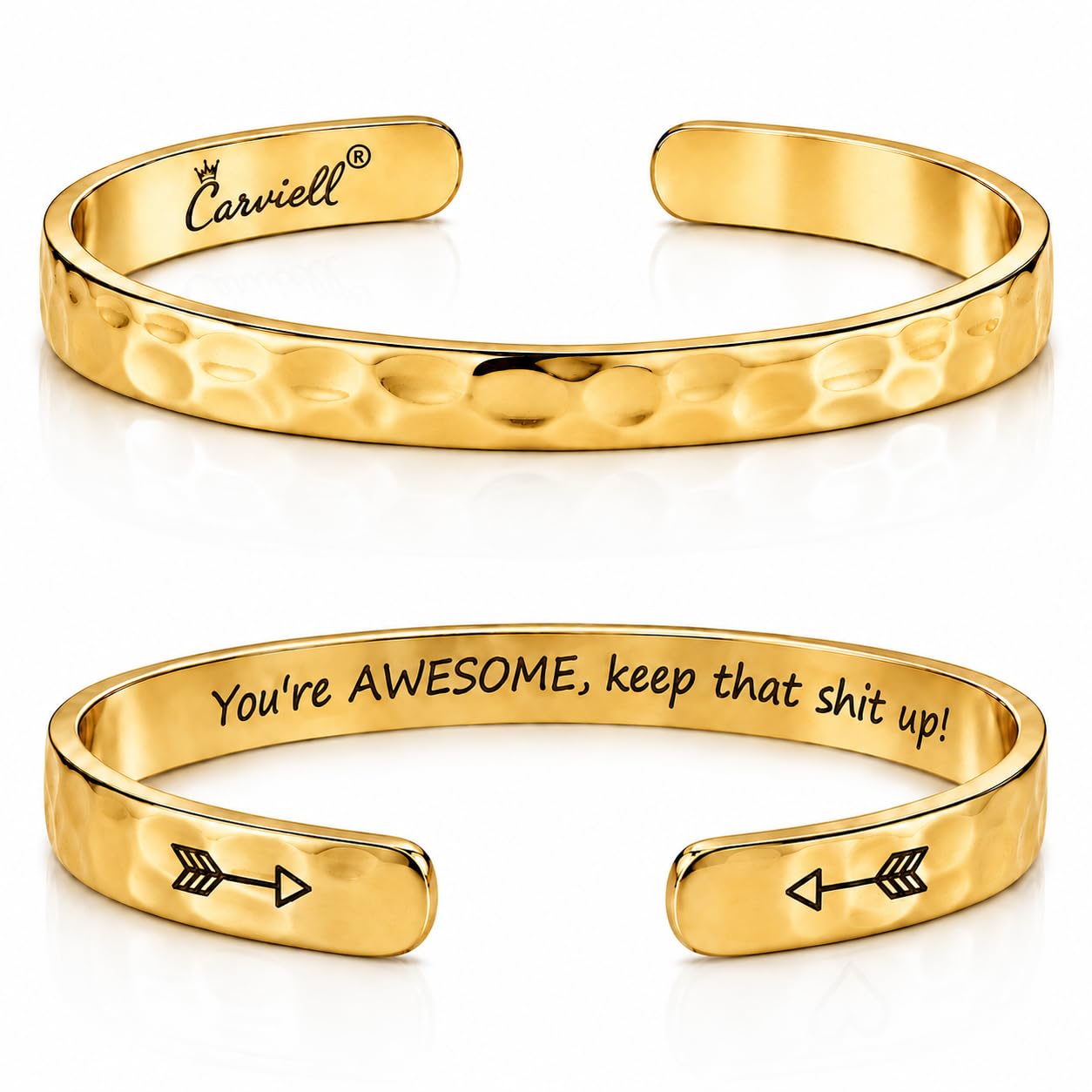 Carviell Pulseras para mujeres, regalos personalizados para ella, mamá, mejor amiga, brazalete de amistad inspirador para adolescentes, grabado, joyería de regalo de cumpleaños, Adjustable, Sin gemas.