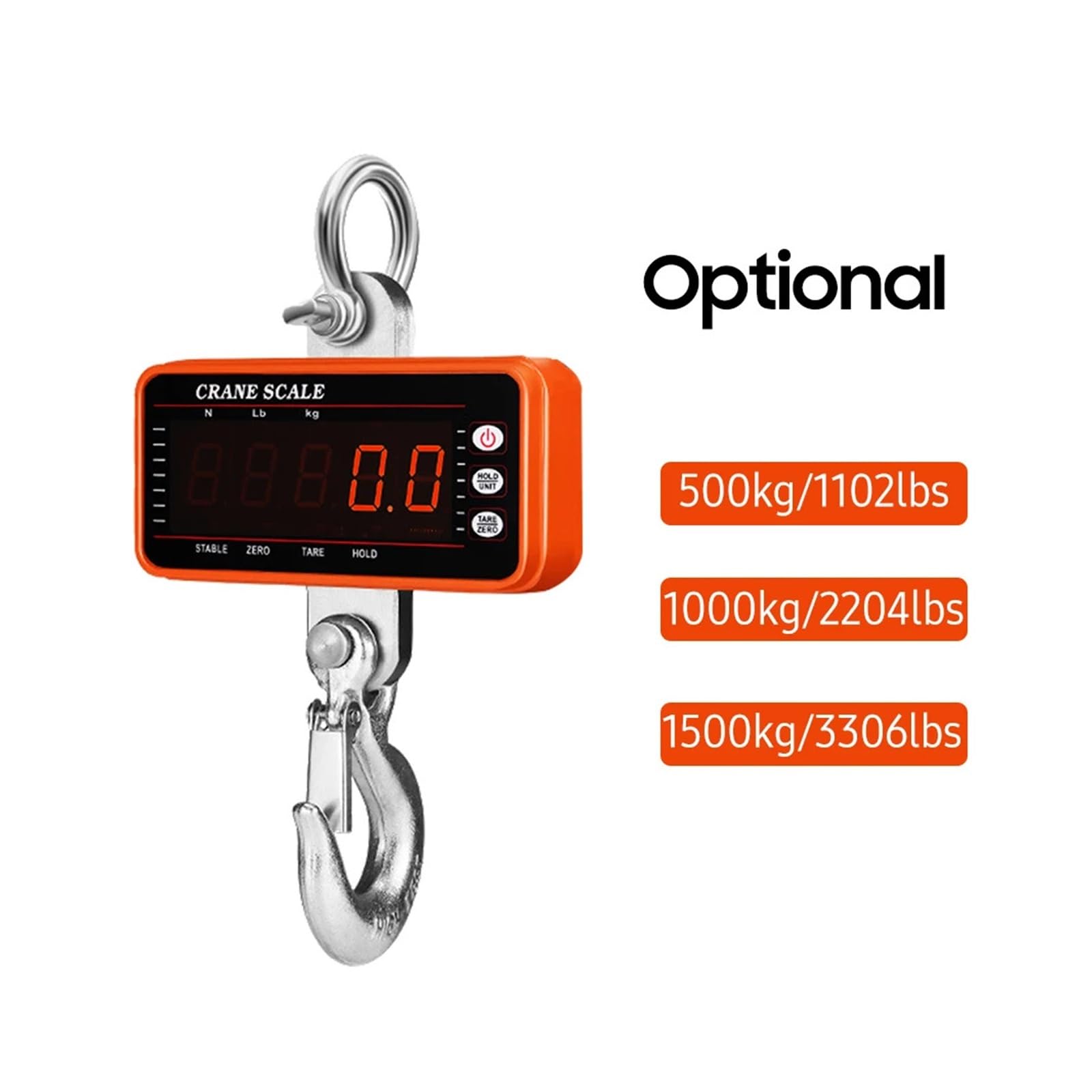 Báscula colgante digital, Báscula colgante digital de 1500 kg/1000 kg/500 kg Báscula electrónica de control remoto Báscula de grúa de alta resistencia Báscula de gancho industrial LED regulable para g