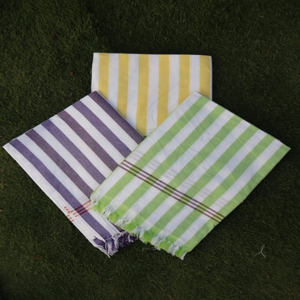 Men's and Women's Khadi Cotton Extra Large Bathing Towels Set (3 X 6 feet, Big Size, Multi Color) -Pack of 3-image-43