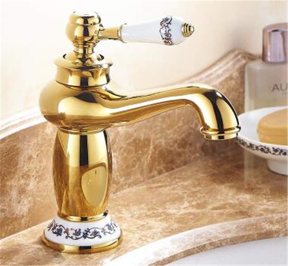 Robinet de lavabo en laiton anti-goutte pour rénover une salle de bain dorée