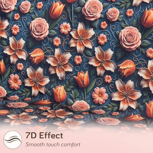 Image of HOKIPO 'Nature Muse' Premium HD Printed Holland Velvet Sofa Cover Mat for 1 /2 /3 Seater & L-Shape Sofa. Make Your Own Sofa Cover Set, Mat 70(D) x 150(L) cm, Nocturne Rose (IN-916-D2)