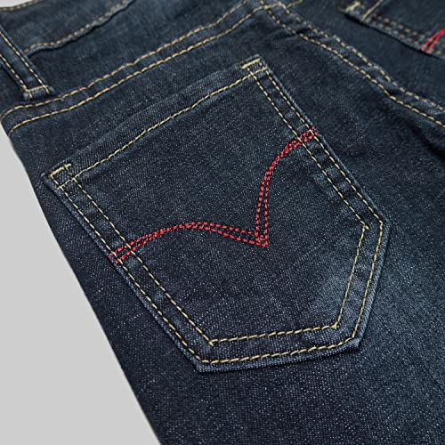 KIDSCOOL SPACE Little Girls Boys Jeans,Elastic Band Inside Ripped Straight Fit Stretchy Soft Denim Pants4