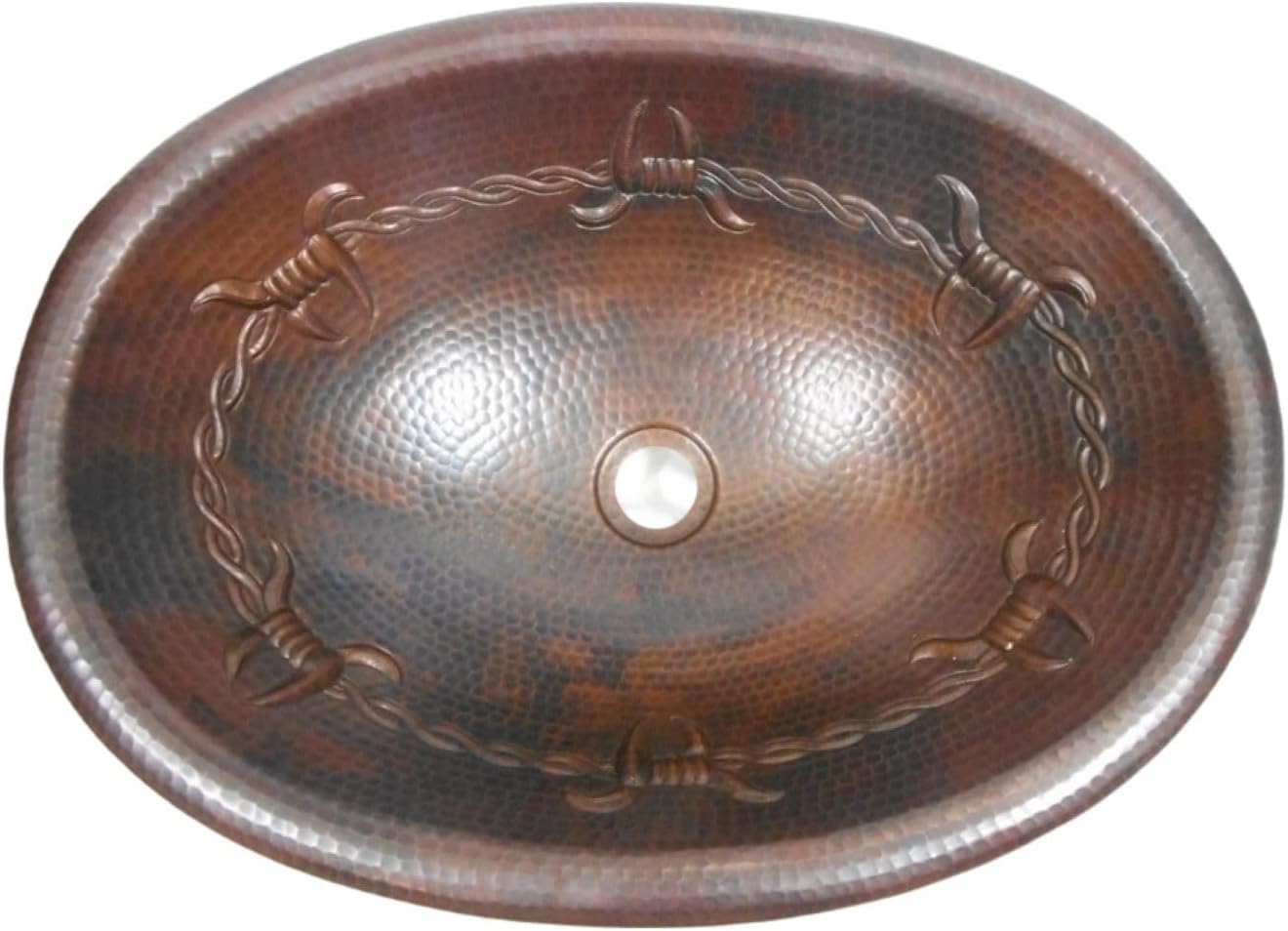 SimplyCopper 19" Oval Aged Copper Bathroom Sink Under Mount or Drop In