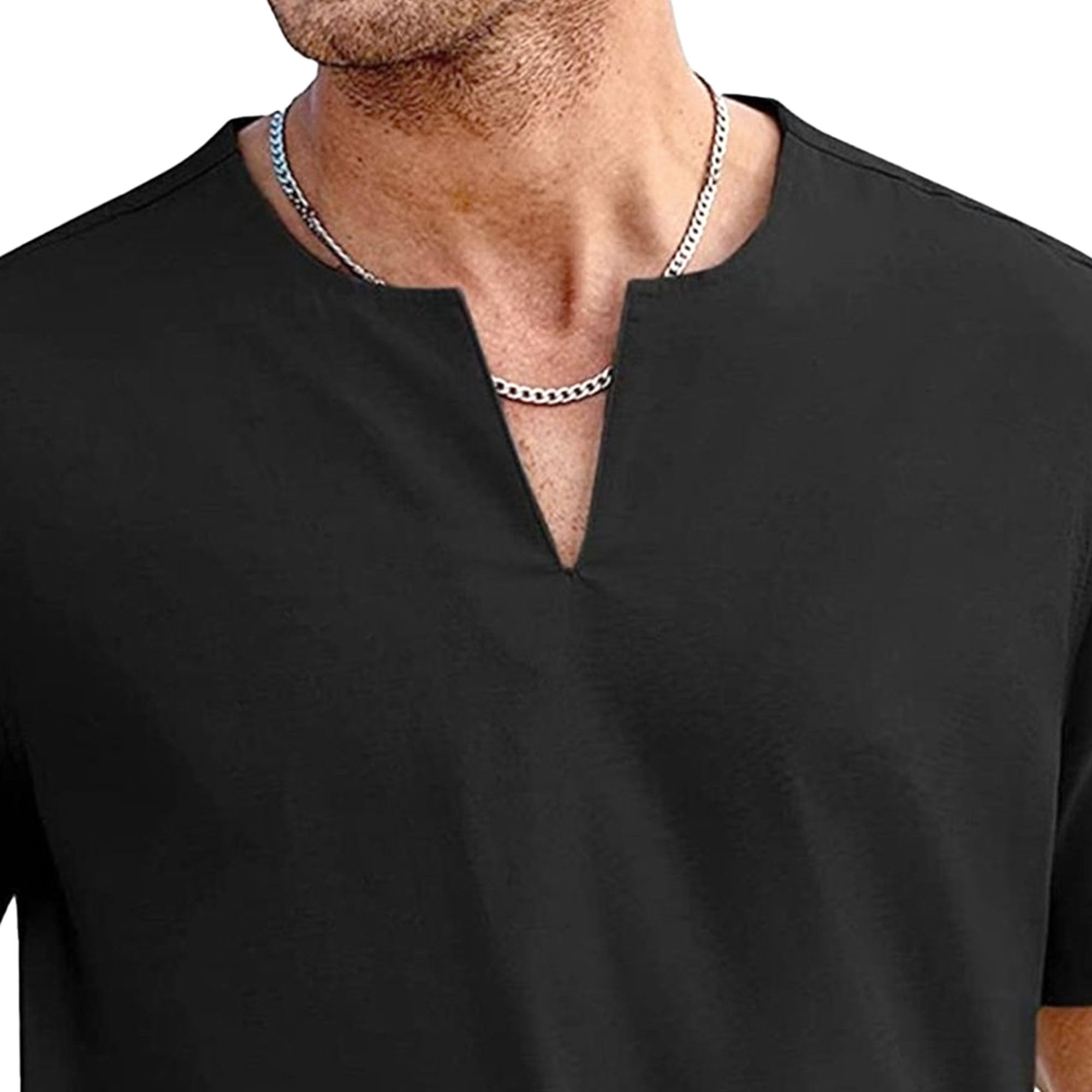 Zylphorix Men Solid Short Sleeve Polo Shirts Relaxed Fit Casual T-Shirt for Daily Walking Summer Loose Street Tee Pullovers (Black,3X-Large)