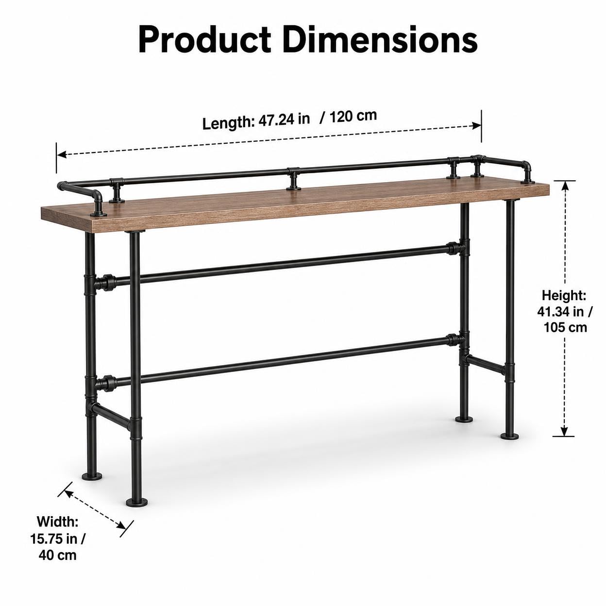 Industrial Counter Pannello Segnaletica Cartoncino Ferro Legno Durevole per Applicazioni Professionali Arredamento Laboratorio Esposizione Bancone Negozio, 120 * 40 * 105cm Spessore Tavola 5cm