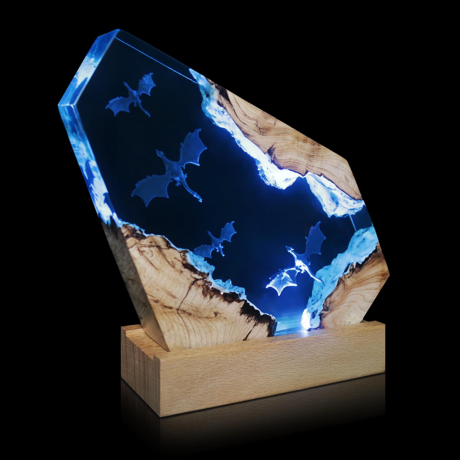 Drachen-Lampe aus Harz, handgefertigt, Heimdekoration, Nachttisch-Nachtlicht, einzigartige Harz-Beleuchtung, Nachttisch-Dekorationen für Schlafzimmer, geeignet für Feiertage