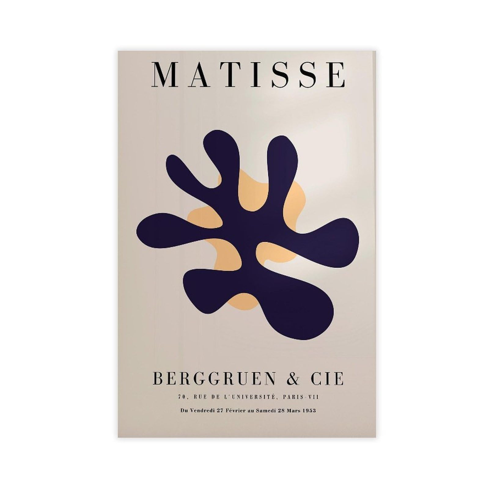 HEYANM Blue Matisse Print_ Papiers Decoupes Mid Century Modern Framed Wall Art 1 Canvas Poster Bedroom Office Room Decor Gift Unframe 16x24inch