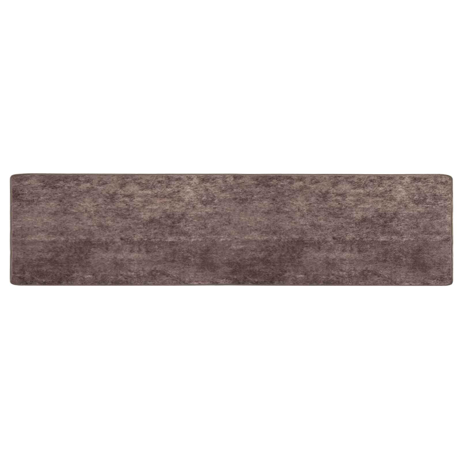 Marsa Tapis de couloir long moderne, lavable en machine, en velours de polyester avec dessous en PVC antidérapant, gris, 450 x 80 cm