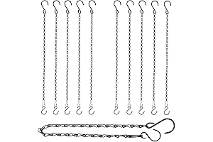 10pc Black Hanging Chains Hooks 20in for Planters, Lanterns, Wind Chimes, Bird Feeders