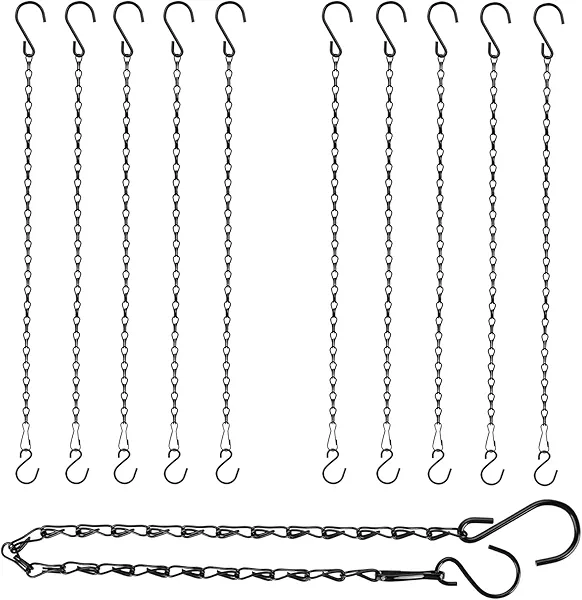 RIFNY 20 Inch Chain for Hanging Plants, Black Small Plant Chains for Hanging Baskets Kits with Hooks for Bird Feeders Planters Billboards Lanterns Wind Chimes Ornaments Outdoor Indoor Use (10 PCS)