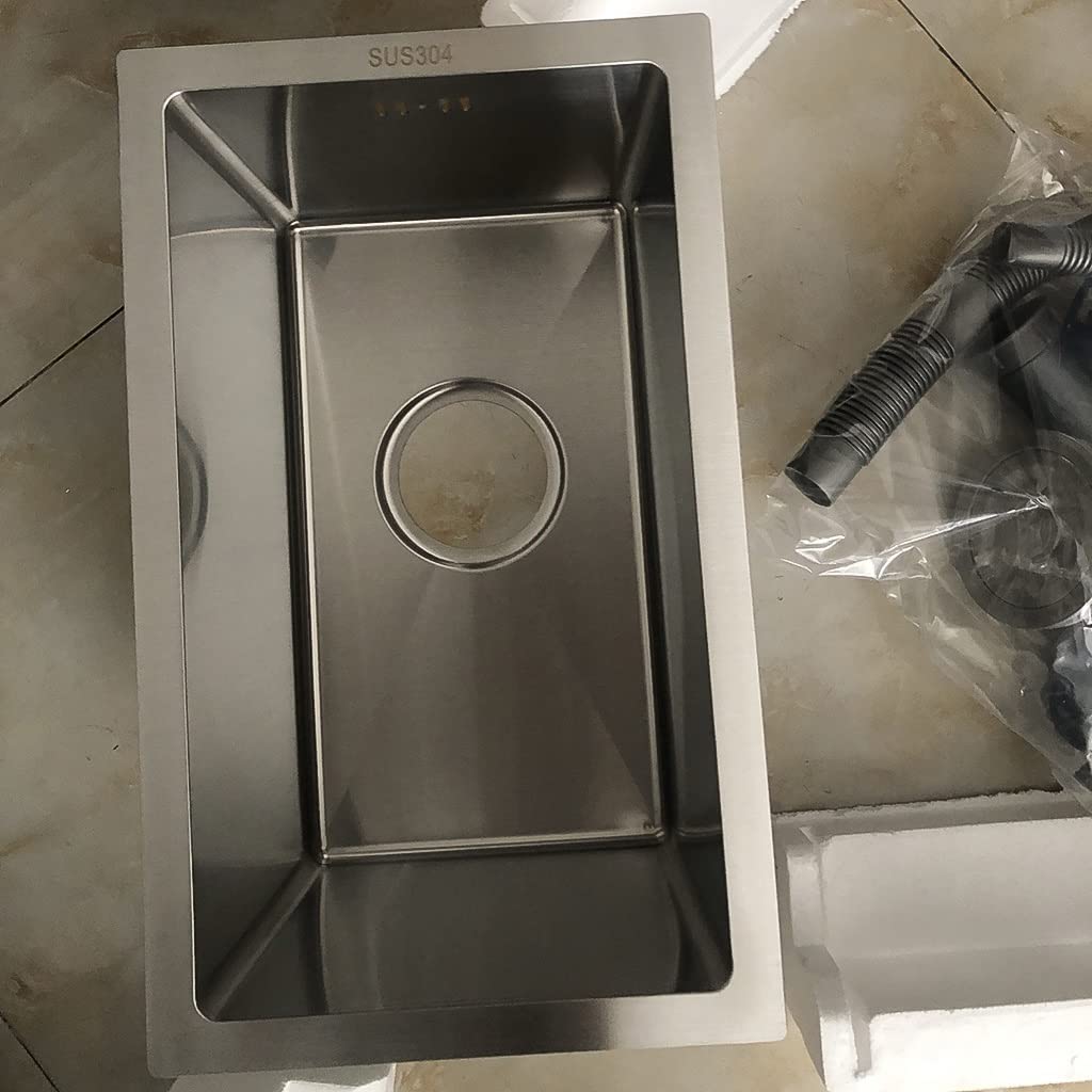 Single Bowl Kitchen Sink – 304 Stainless Steel Rectangular Wet Bar Sink, Top Mount Or Undermount, With Drain, Nano-Coated, Gold Finish (10.2 X 16.9 X 8.7 Inches)