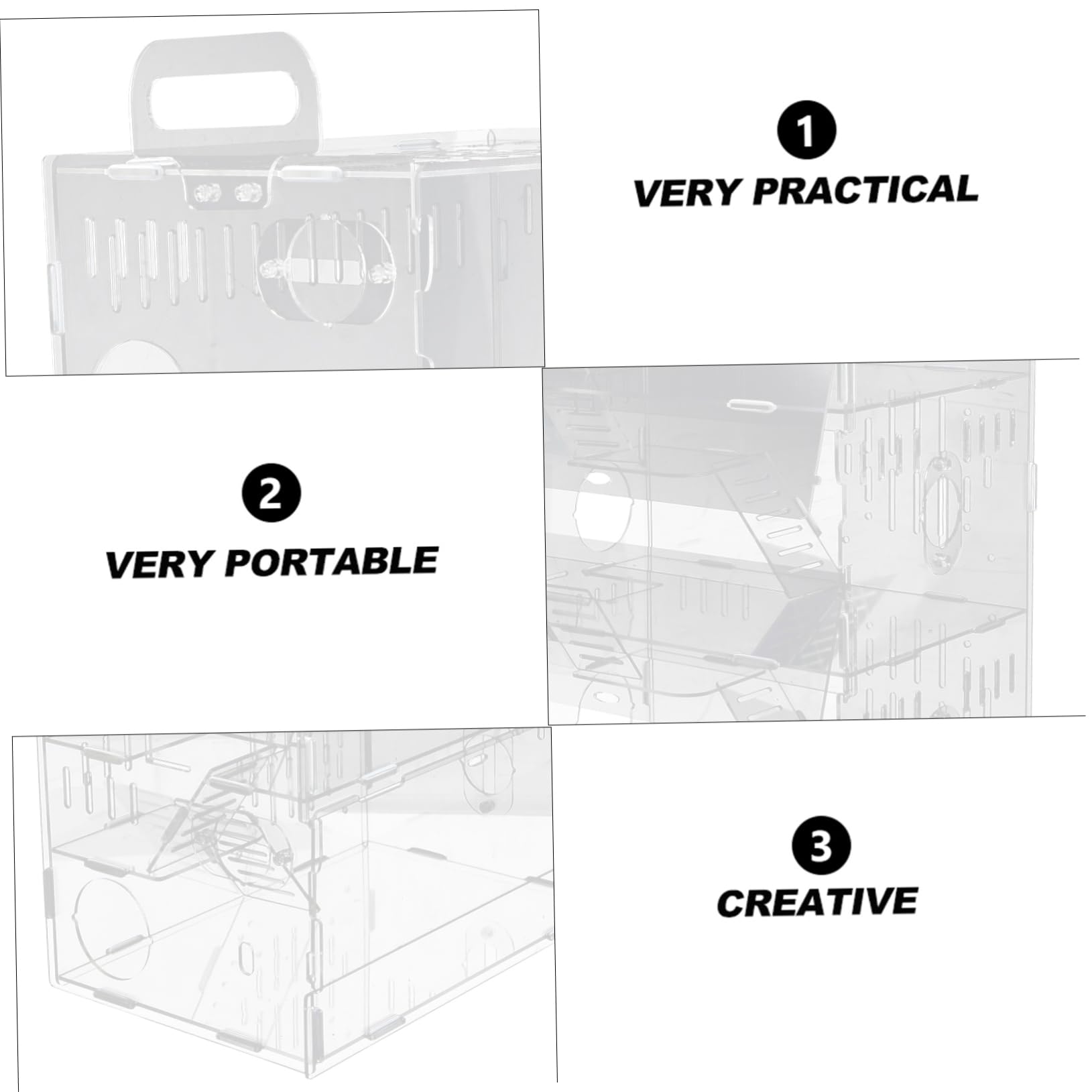 ibasenice Jaula para Hámster de Acrílico Transparente, Casa para Mascotas Pequeñas, Diseño Transpirable E Inodoro, Portátil, Adecuado para Chinchillas y Roedores
