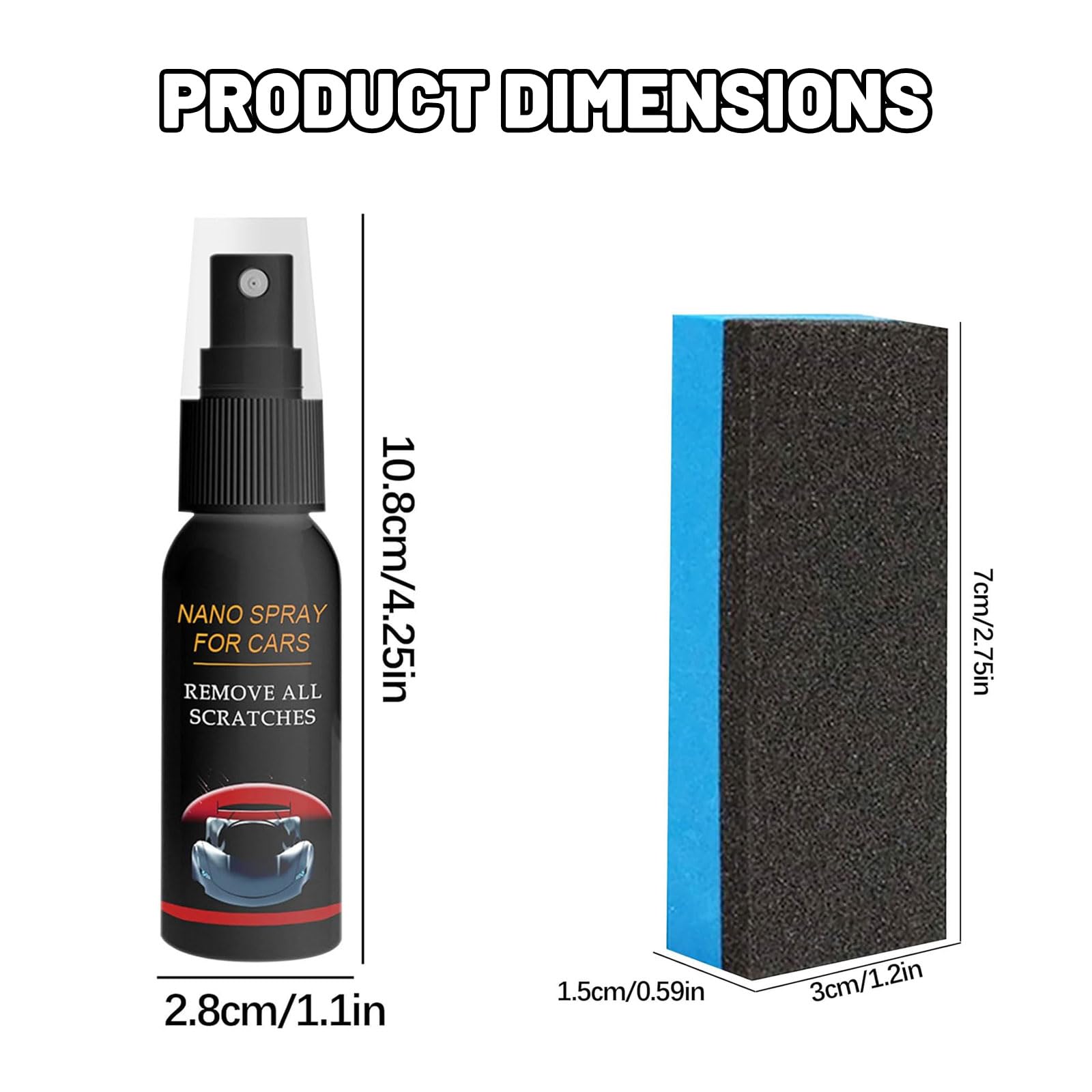 Nurafix Auto Spray Kratzer Entfernen, Kratzerentferner für Autolack, Hochwirksames Nano-Beschichtungsspray, Sofortiger Glanz & Schutz, Universell einsetzbar für Auto, Boot, Motorrad 2pc - 2