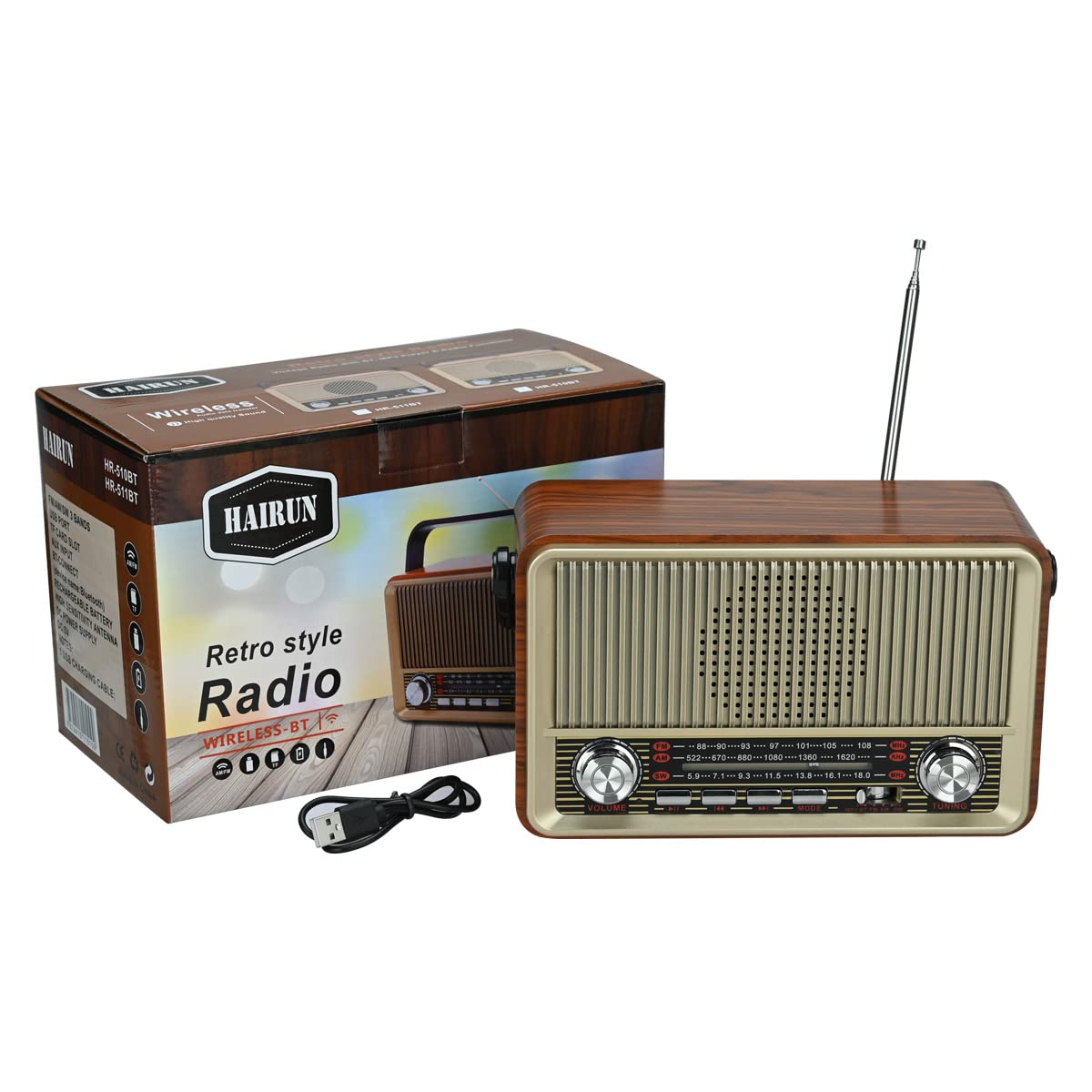 Bluetooth FM AM SW Stereo Radio, Unterstützung USB-Festplatte, USB/TF-Karte, AUX-Steckdose - Musik mit wiederaufladbarem Akku, eingebauter Lautsprecher