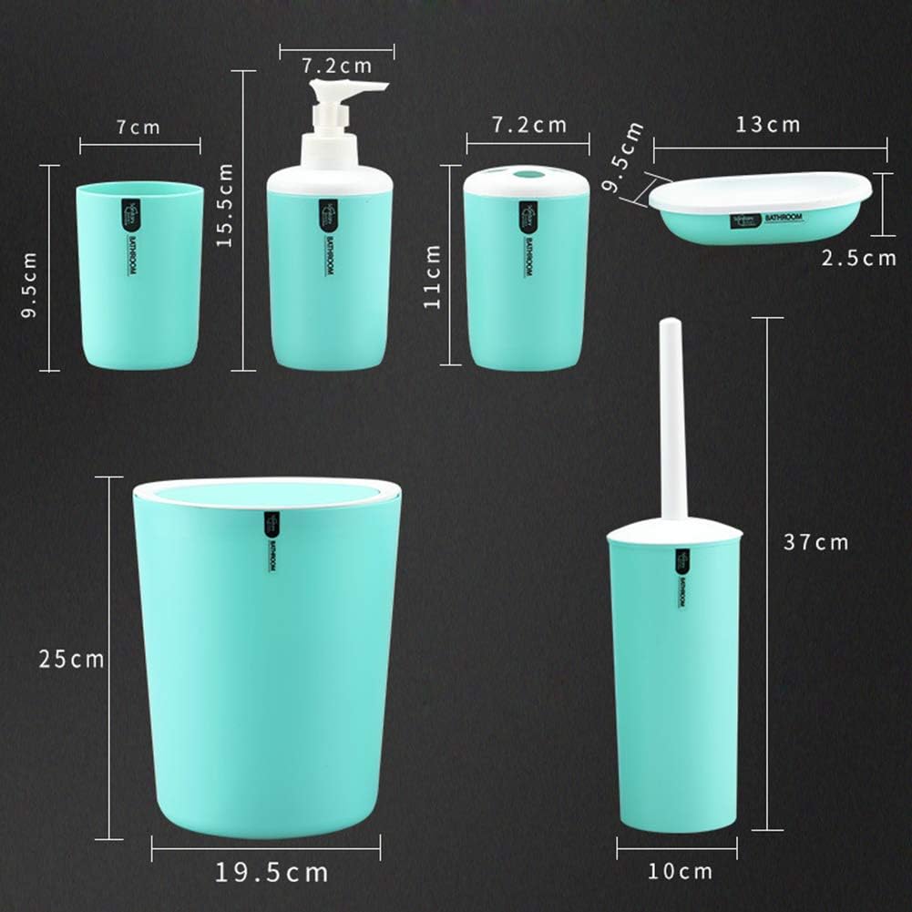 Bathroom Accessories Set, Luxury 6pcs Gift Set - with Toothbrush Holder, Toothbrush Cup, Lotion Dispenser, Soap Dish, Toilet Brush Holder and Trash Can
