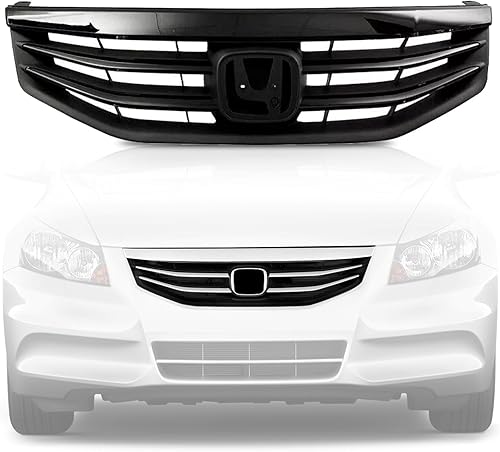 YLT AUTO Kit de repuesto de protector de rejilla superior de parachoques delantero, cubierta frontal de ABS, color negro brillante, rejilla de