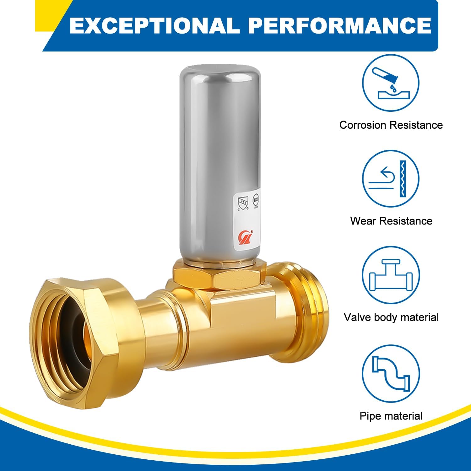 Water Hammer Arrestor for Washing Machine, 3/4 Inch Swivel FHT x 3/4 Inch MHT, Stainless Steel Straight Hammer Arrestor, Fittings of Metal for Pipes Applicable for Garden Hose and Plumbing(Pack of 2)