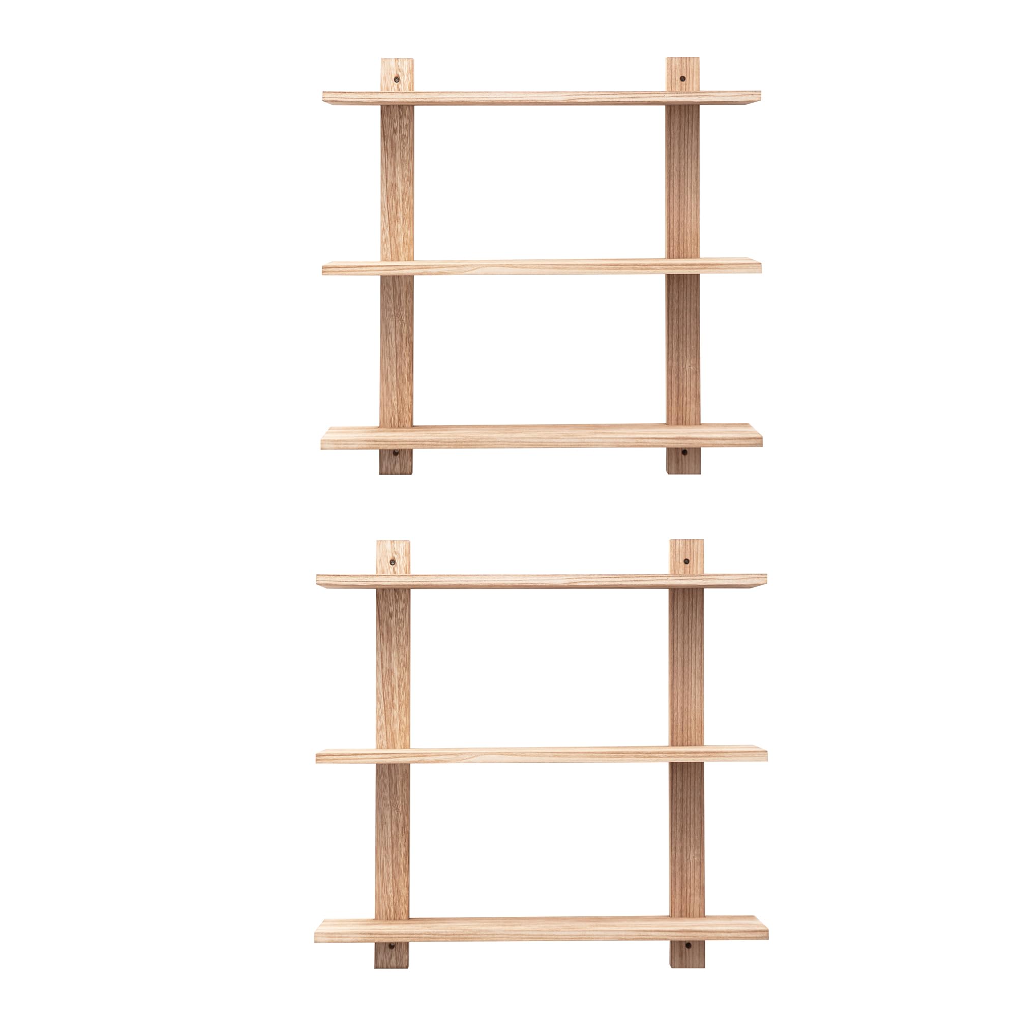 Étagères flottantes murales lot de 2 rangements à 3 niveaux en bois rustique pour salon