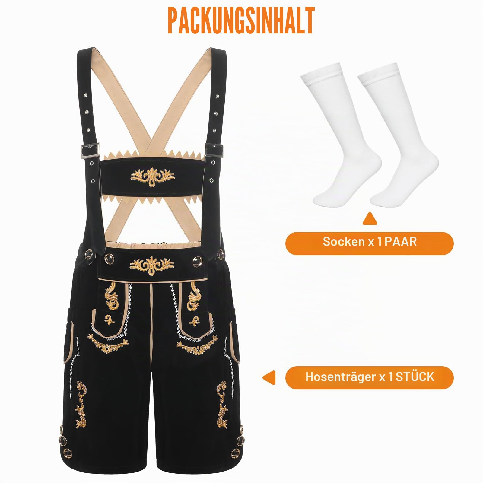 Lederhose Herren Tracht Oktoberfest Trachtenhose Trachtenlederhosen Kurz Bayrische Lederhosen Männer für Oktoberfes Mann
