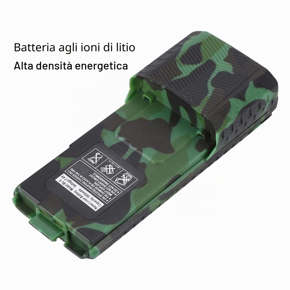 Walkie Talkie Batteria originale agli ioni di litio Batteria originale agli ioni di litio da 7,4 V 3800 mAh per UV-5R BL-5L Serie UV 5R Radio bidirezionale(Camuffare)
