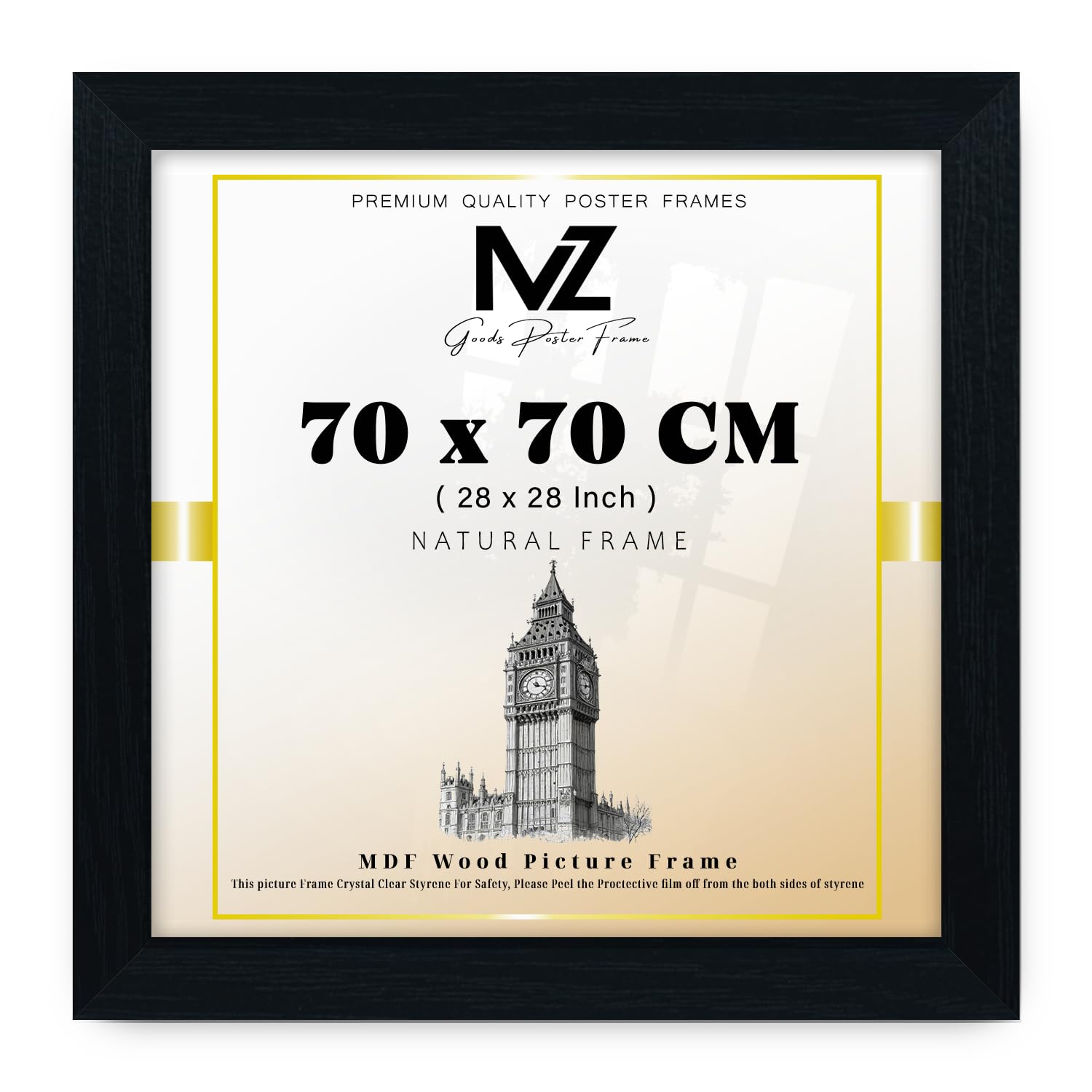 Mz Goods Black | Square (70 X 70 Cm) Eton Wood Frame – 28 X 28 Frame | Special Occasions 70 X 70 Cm [ ]