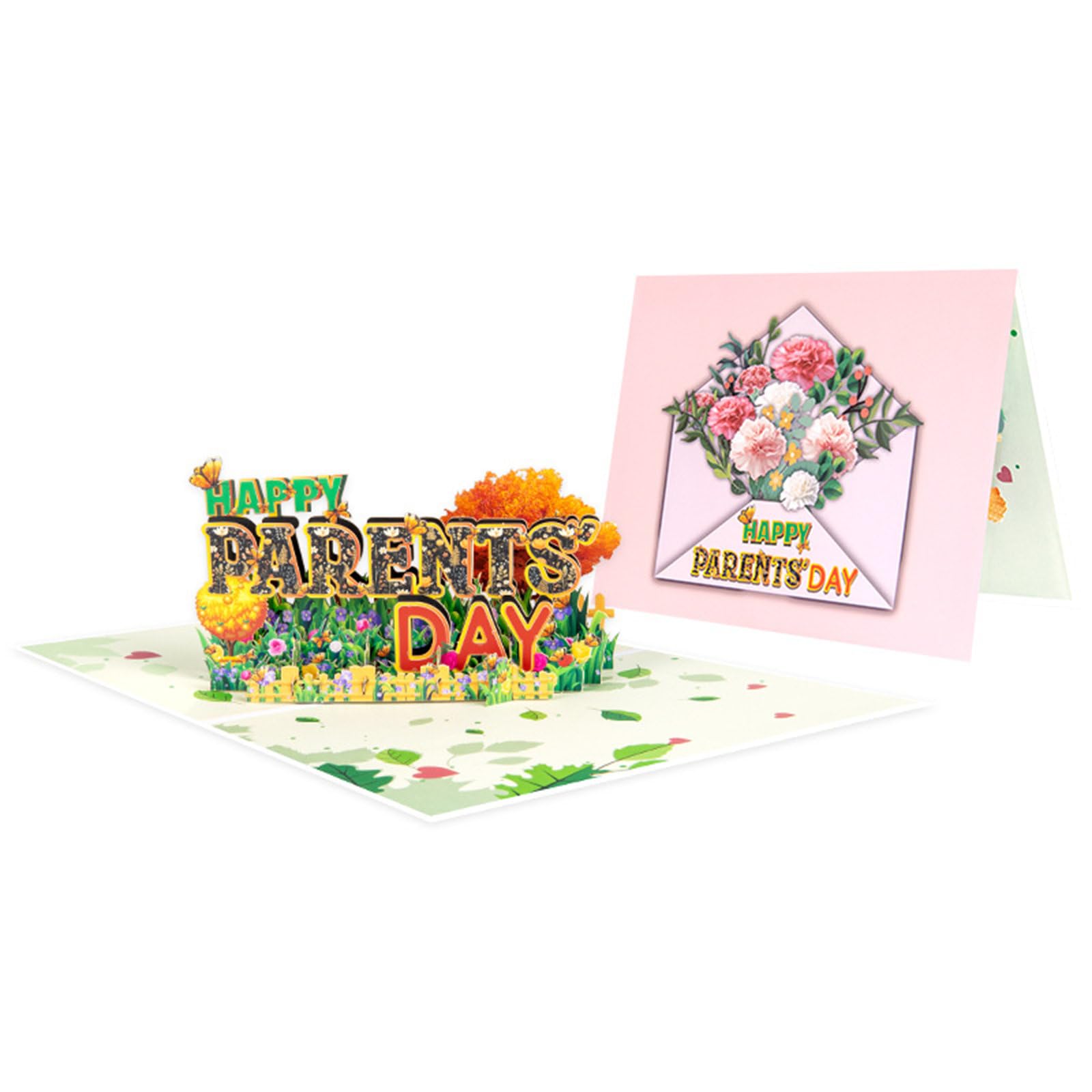Buxuaaaa Happy Parent Day Greeting Card 3D Popup Gift Cards Folding Festival Blessing Card with Envelope Small for Mom Dad Popup Cards Wedding