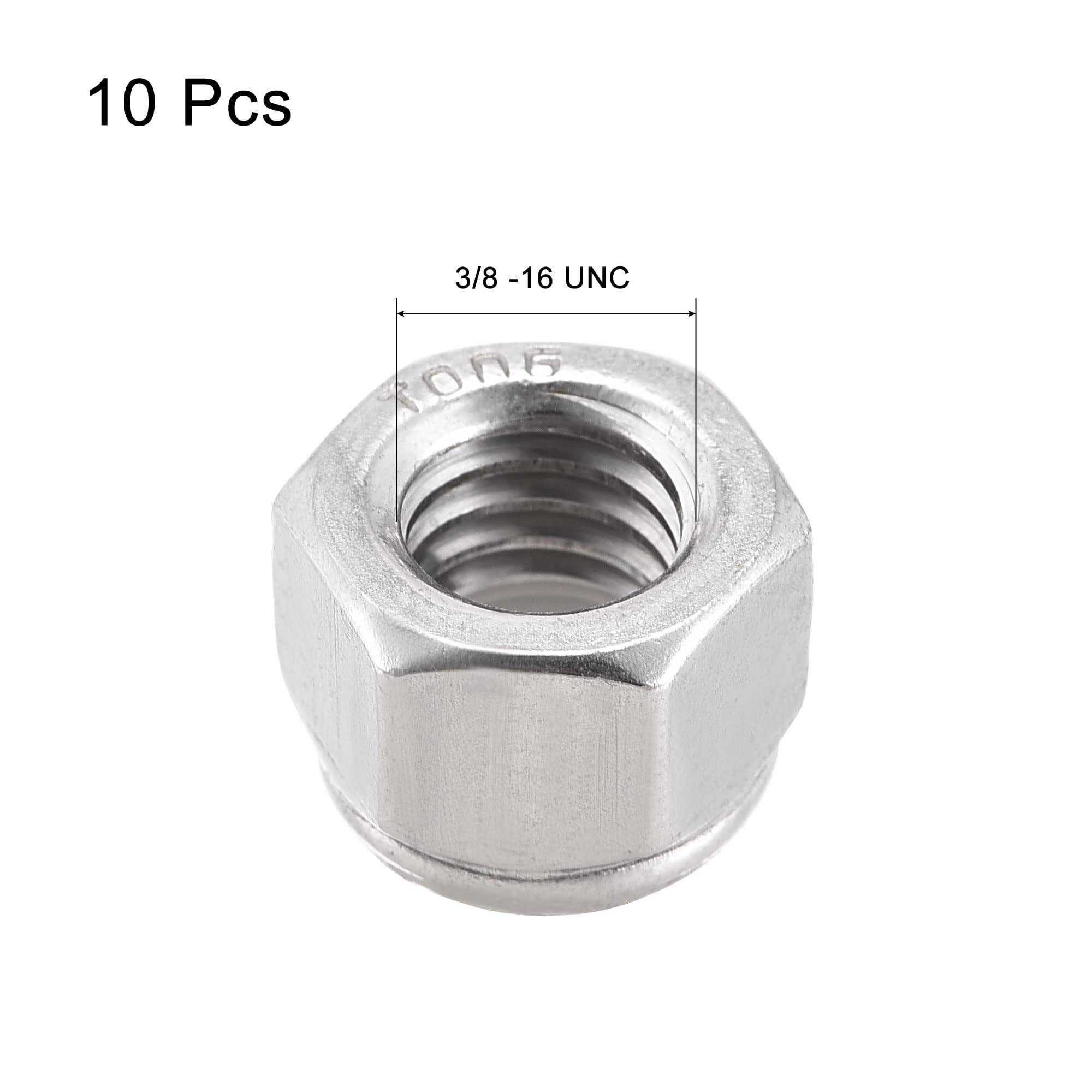 TA-VIGOR 10Pcs 3/8-16UNC Nylon Hex Lock Nuts, 304 Stainless Steel Nylon Insert Self-locking Nuts - Image 3