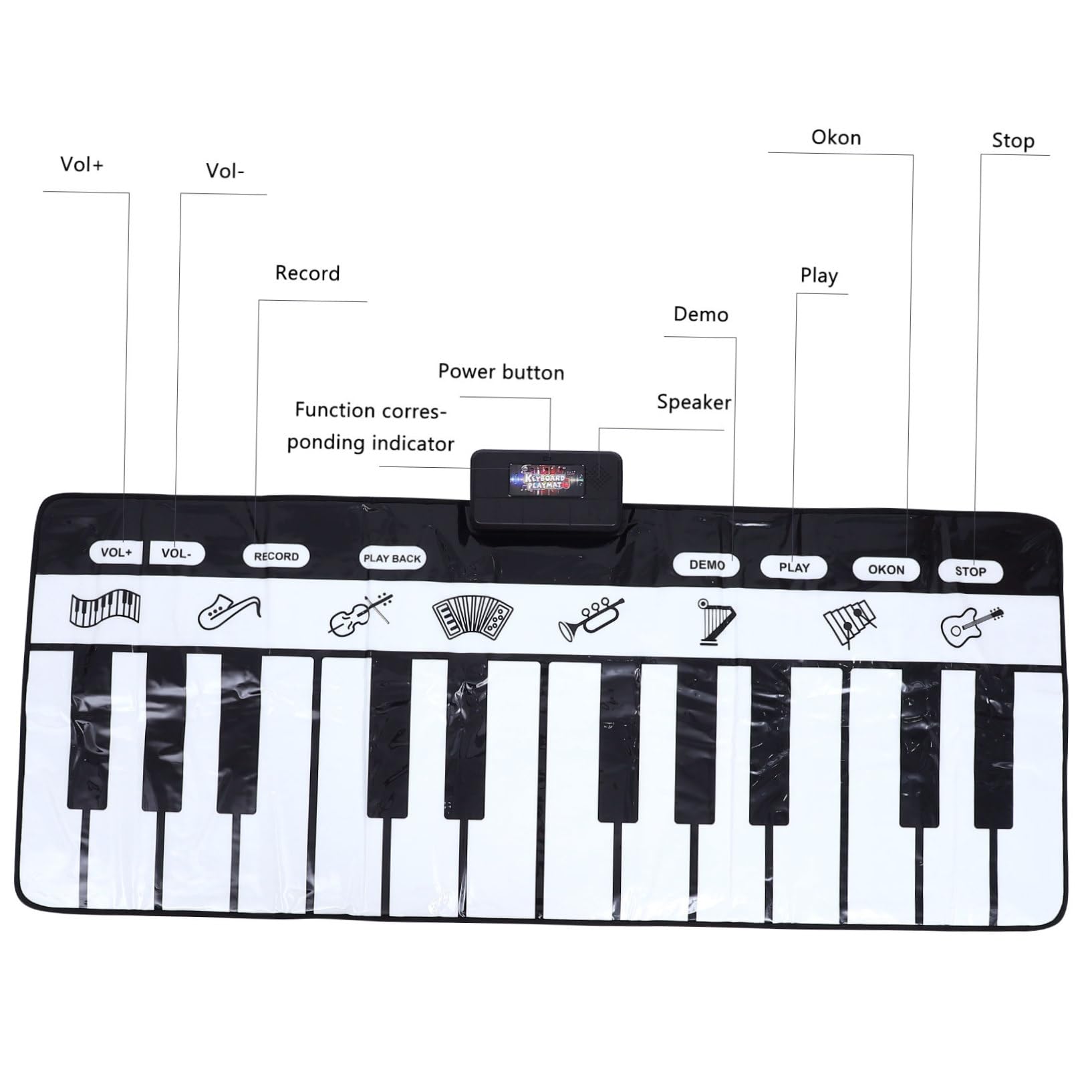Tappeto Pianoforte Musicale 180x72cm, 1 Pezzo Bianco