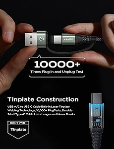 AINOPE USB C Cale for Carplay Fast Charger Cord,60W Charging Cable for iPad Charger and U SB C to USB C Devices,Right Angle Type C Cord Carplay Cable fit iPhone 16 Pro Series,1 Pack 3.3Ft Grey