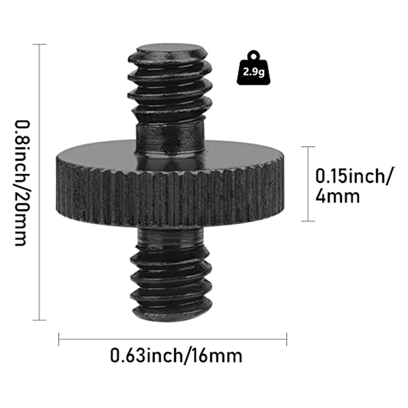 adaptador roscado, Adaptador de tornillo trípode roscado 1/4" macho a(2 Packs)