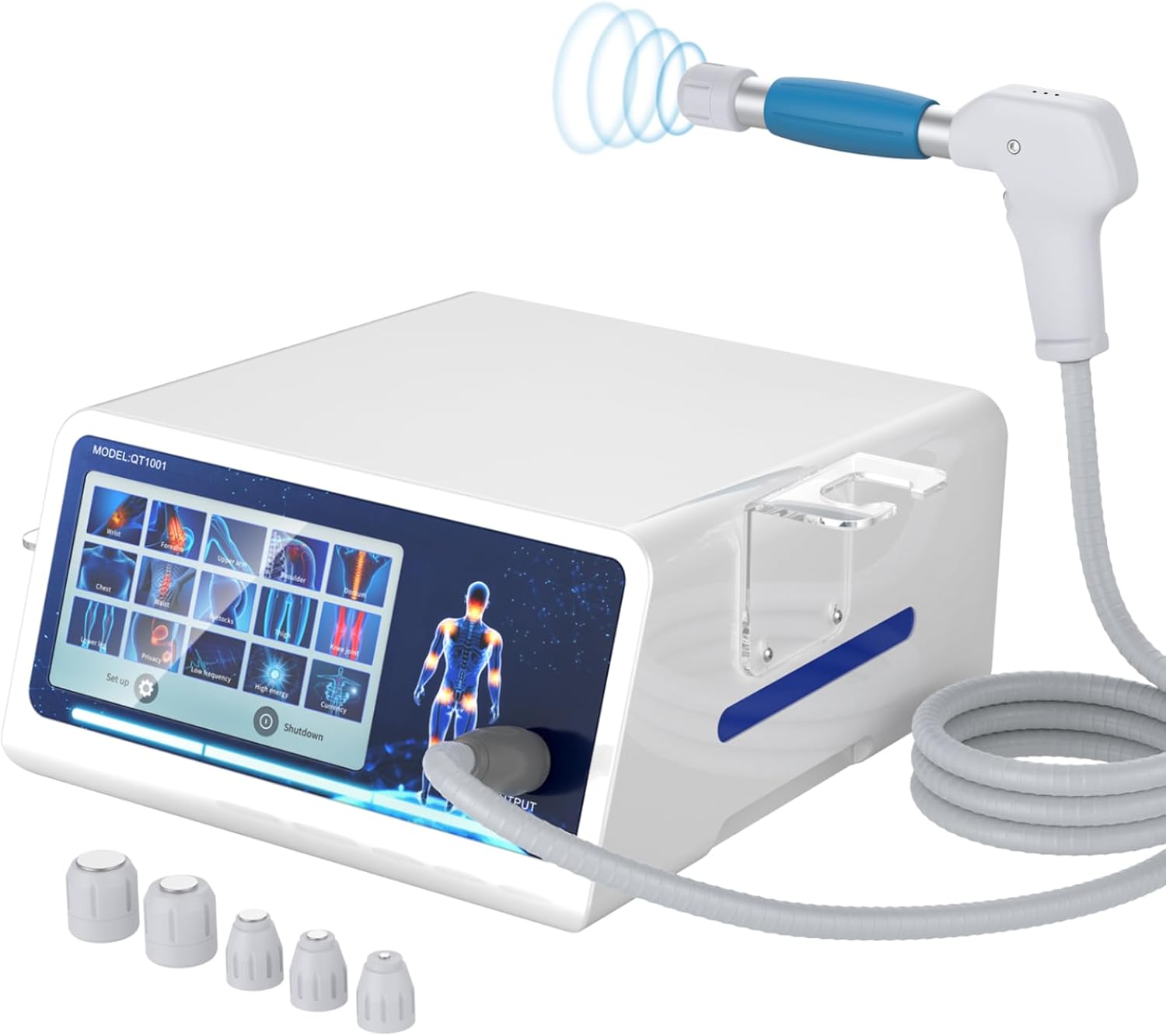 Extracorporeal Shockwave Therapy Machine for Pain Relief Physical Therapy Equipment for Joint, Muscle, Sports Injury, 10 Bar, 10" Touch Screen (White)