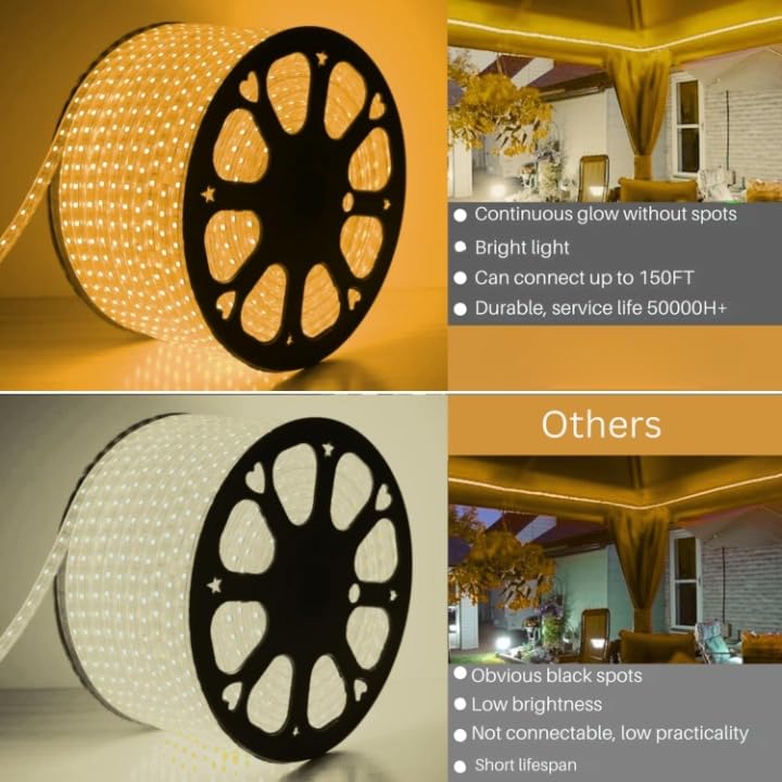 Image of Errol 5M 2835 LED Strip Light 120 LEDs /m Ceiling Decor Rope Light,Warmwhite