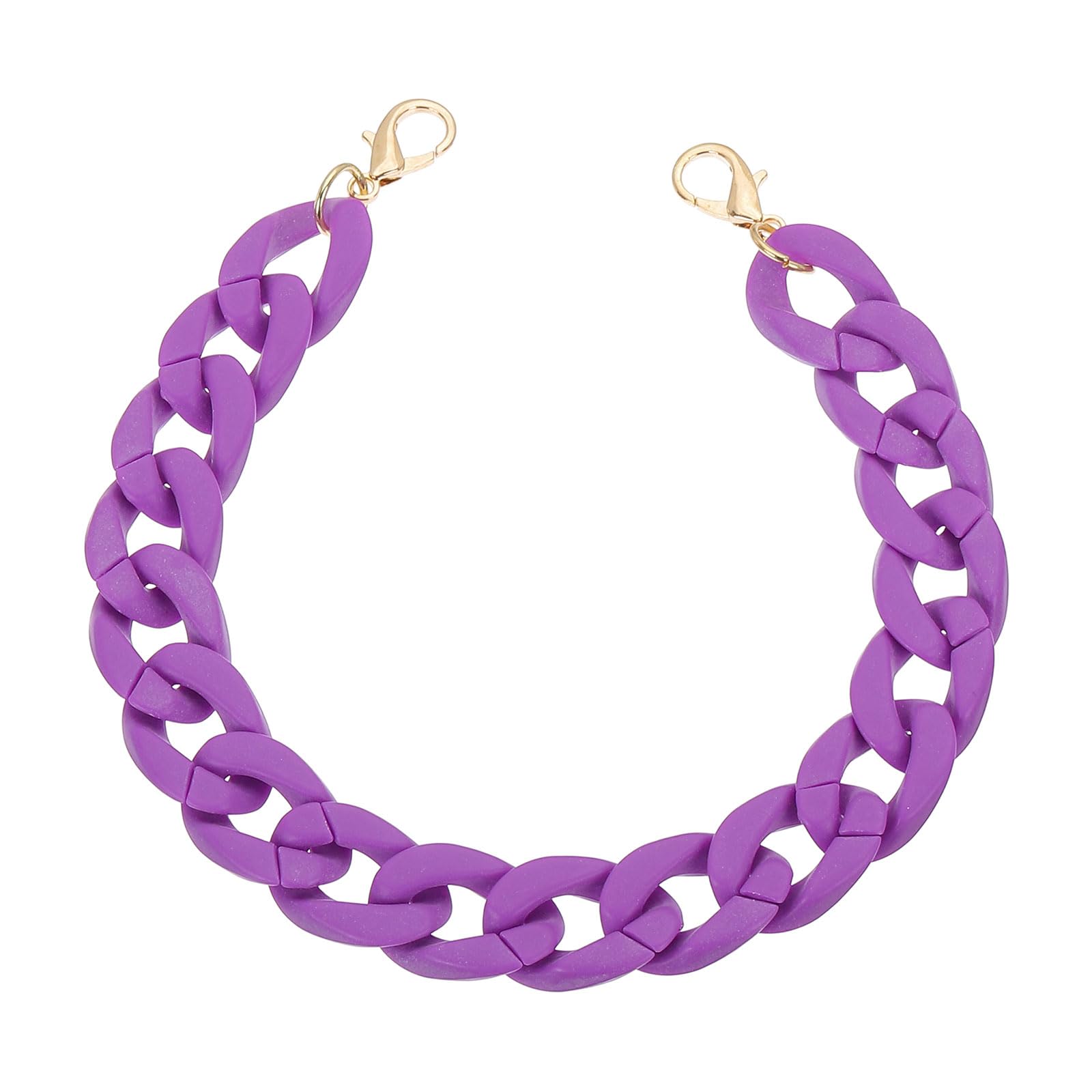 PATIKIL Acrylic Purse Chain, 15 Inch Acrylic Chain Linking Rings Handbag Strap Quick Link C-Clips Hooks Connectors for Jewelry Making DIY Craft Purse Eyeglass, Matte Purple