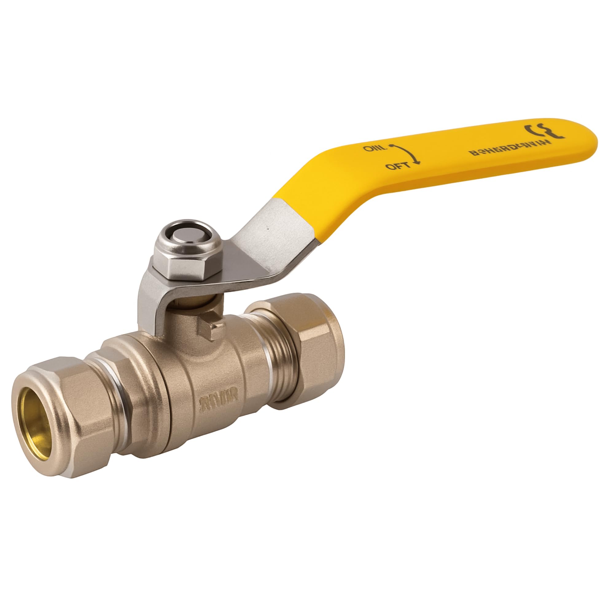 Xcel Home Brass 28Mm Compression Lever Ball Valve Yellow Handle | Gas Approved