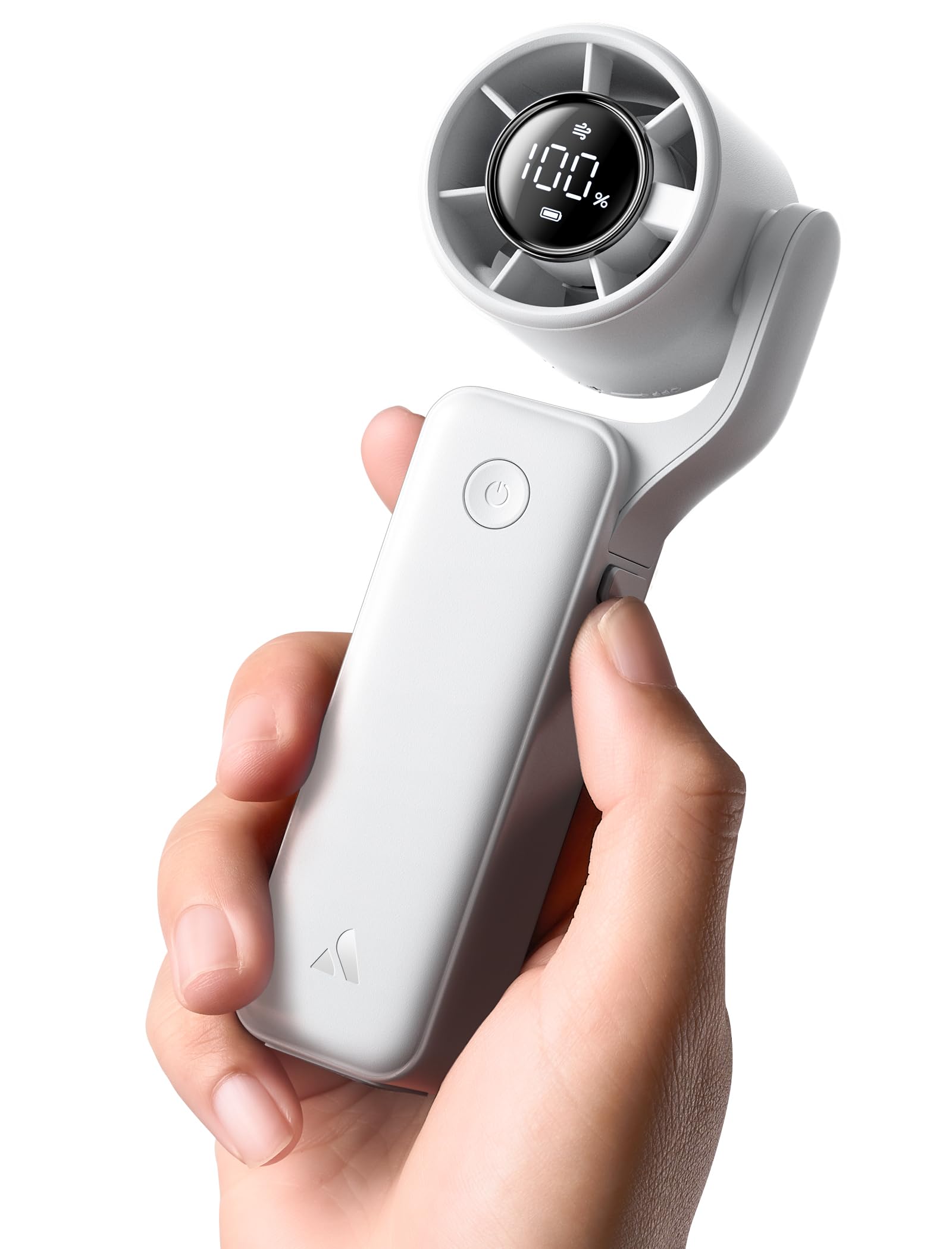 Aecooly Ultra-Pocket Portable Handheld Turbo Fan, 5 Gear Jet Force Airflow | Up to 15 Working Hours, USB Rechargeable Personal Battery Operated Mini Fan, for Travel/Outdoor/Vacation/Concerts -White