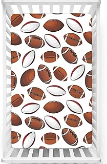 American Football Themed Fitted Mini Crib Sheets,Portable Mini Crib Sheets Ultra Soft Material -Baby Sheet for Boys Girls,24 x 38 Inch,Caramel White Ruby