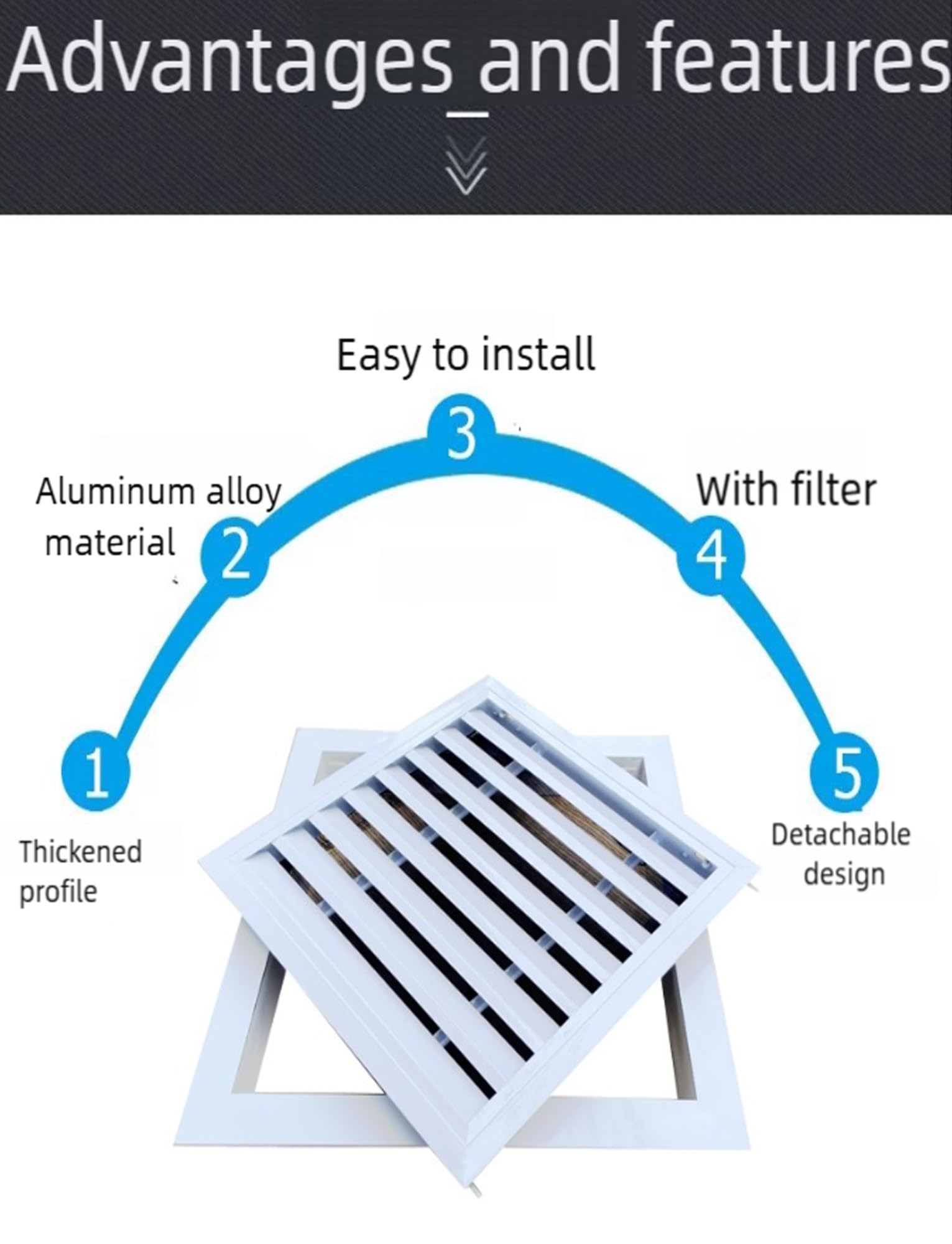 Rejilla de ventilación ajustable y panel de acceso con rejilla para difusor de suministro de aire, ventilación mejorada de cocina y ducha (30 x 30 cm)