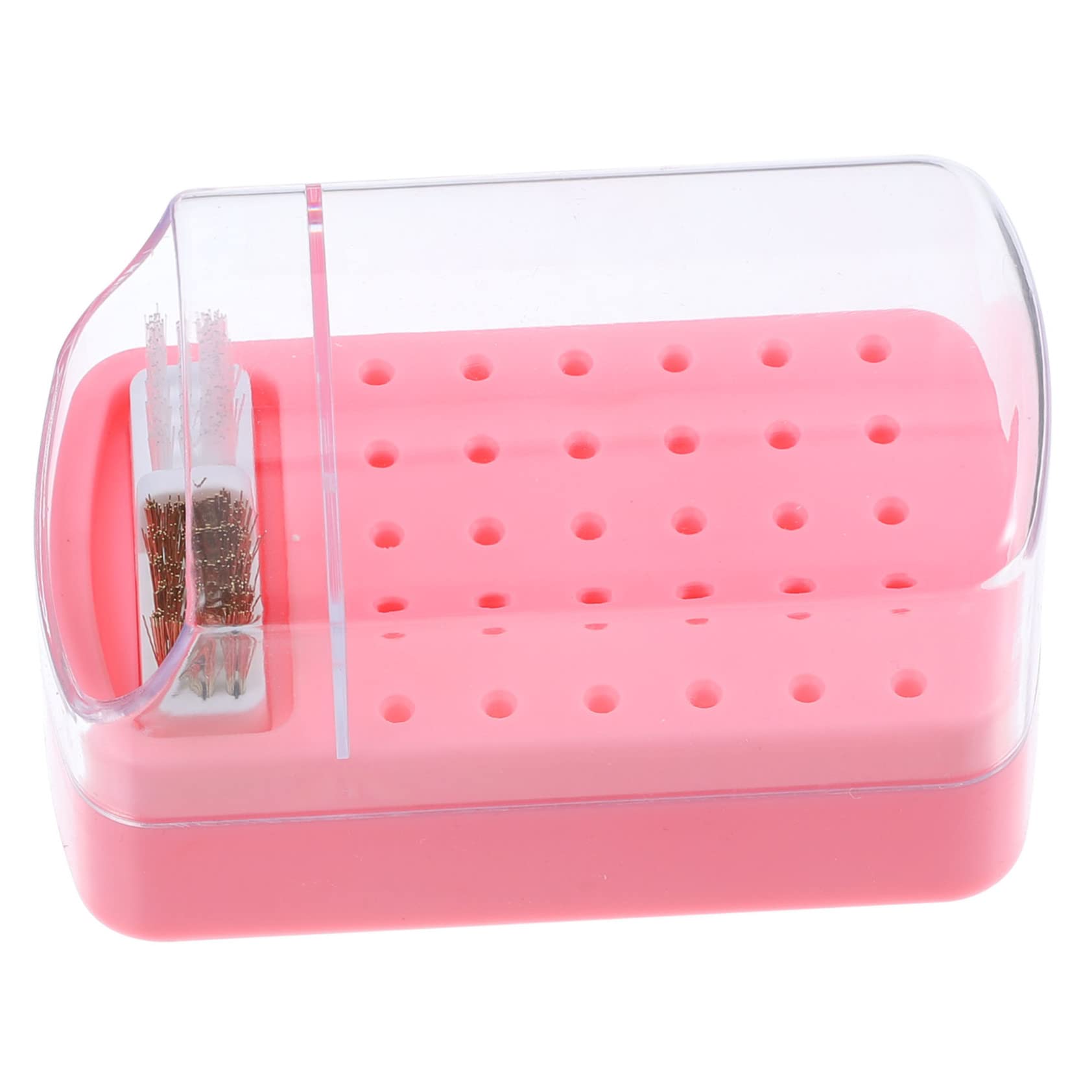 30holes Nail Drill Bits Storage Case with Slots Dual Function Organizer and Cleaner for Polishing Stylish and Practical Design for Manicure and Nail Art Accessories