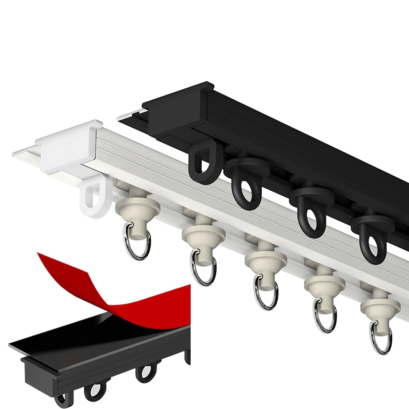 Congumi Selbstklebende Vorhangschiene 160cm - Ohne Bohren, Aluminium Gardinenstange