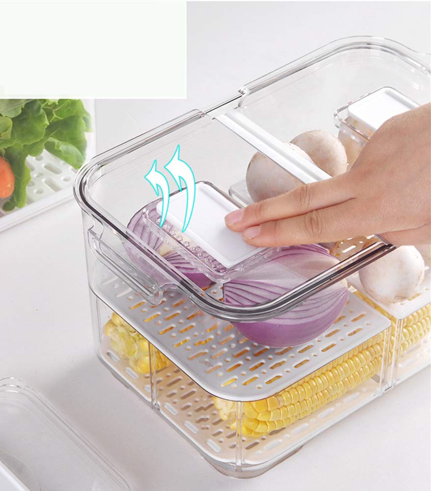 Los contenedores de almacenamiento de alimentos para refrigerador se mantienen frescos, contenedor de almacenamiento de alimentos, contenedor apilable para refrigerador, congelador, cajones 5