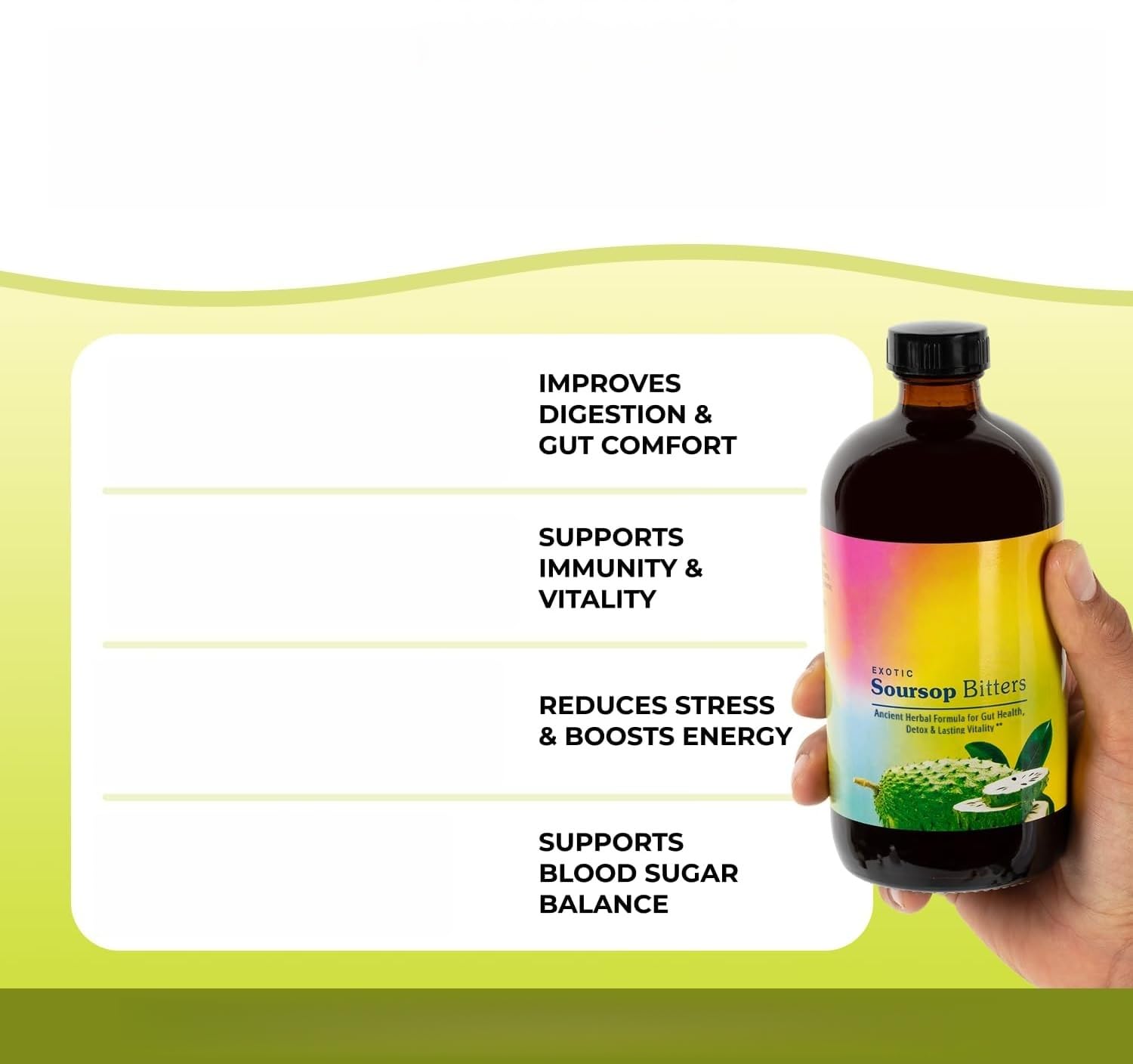 Soursop Bitters Liquid für eine gesunde Verdauung, Darmentgiftung und Reinigung, Antioxidans und Immununterstützung
