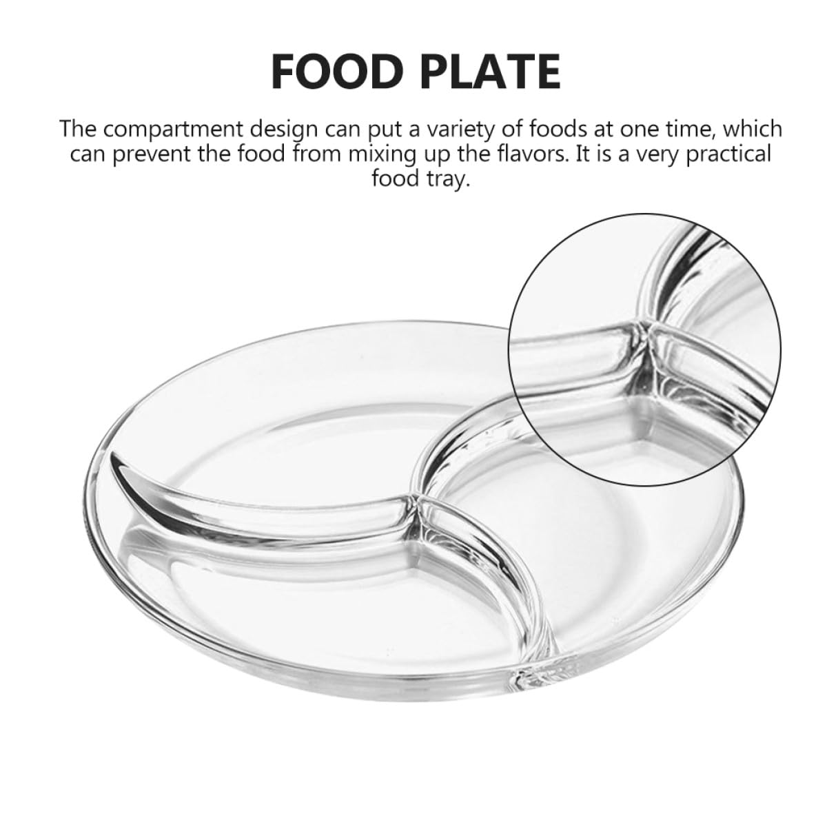 Veemoon Plateau de Service Léger et Gain de Place en Verre Trempé Multi-compartiments pour Fruits, Desserts et Snacks, Maison et Restaurants Occidentaux