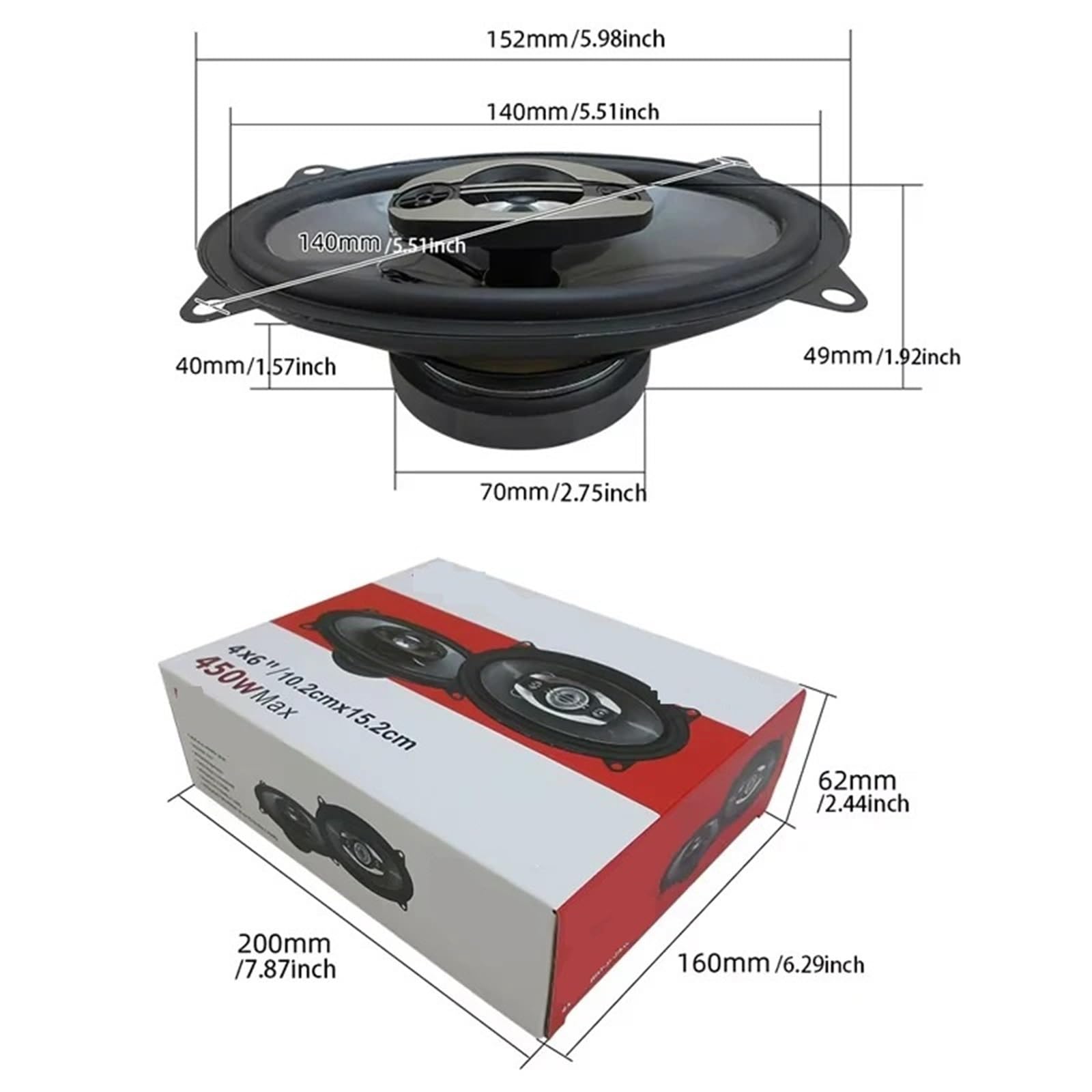 Głośniki samochodowe z głośnikiem wysokotonowym 2 szt. 225 W 4X6 cali 4-drożny samochodowy głośnik współosiowy HIFI Car Door Audio Muzyka Stereo wysokotonowy Średnio-niskotonowy Zakres częstotliwości