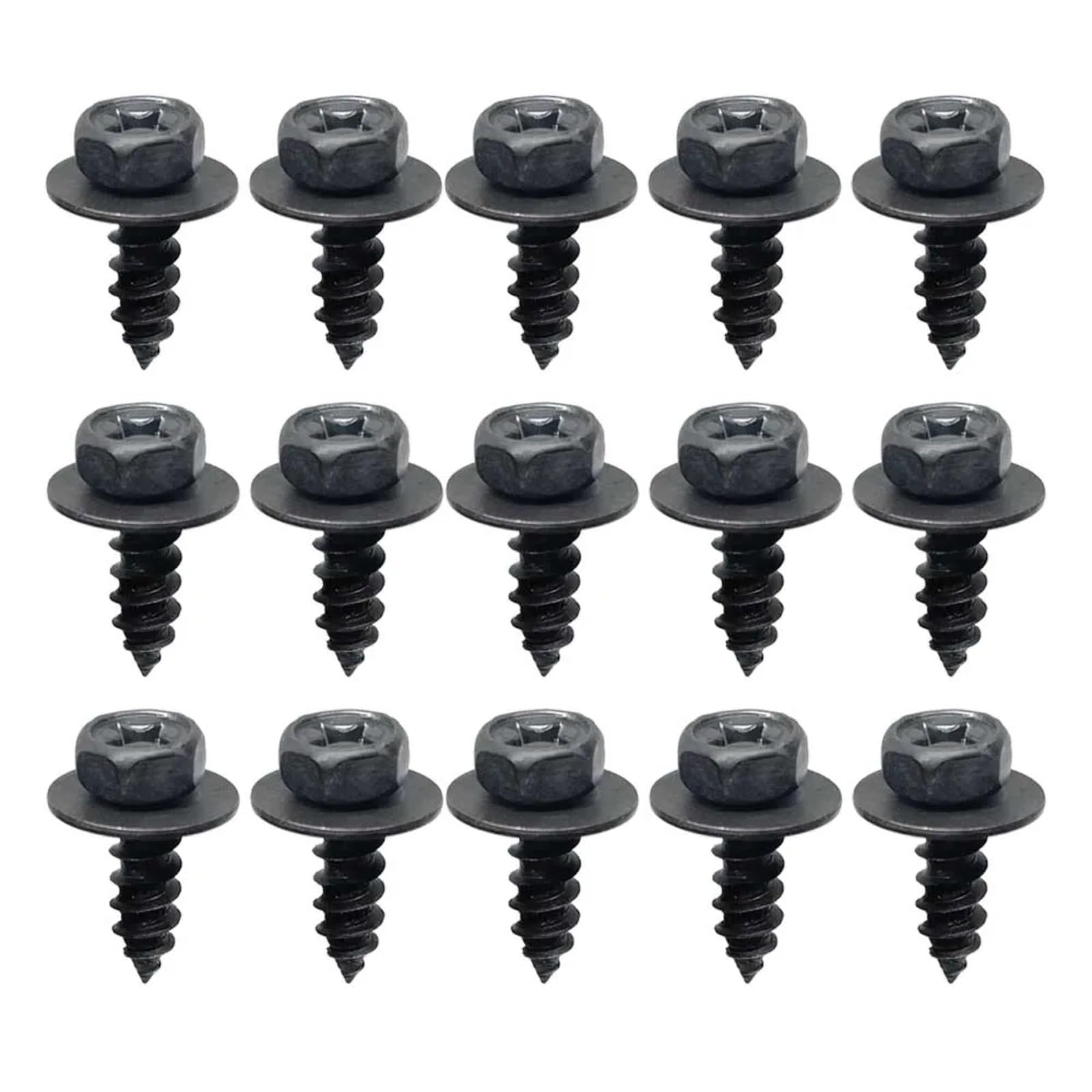 Viti per Carrozzeria Set M6 6mm Parti Generali Viti Autofilettanti Nere per Bulloni Esagonali A Croce con Guarnizione per Paraurti di Auto E Moto Protezione del Motore(15pcs)